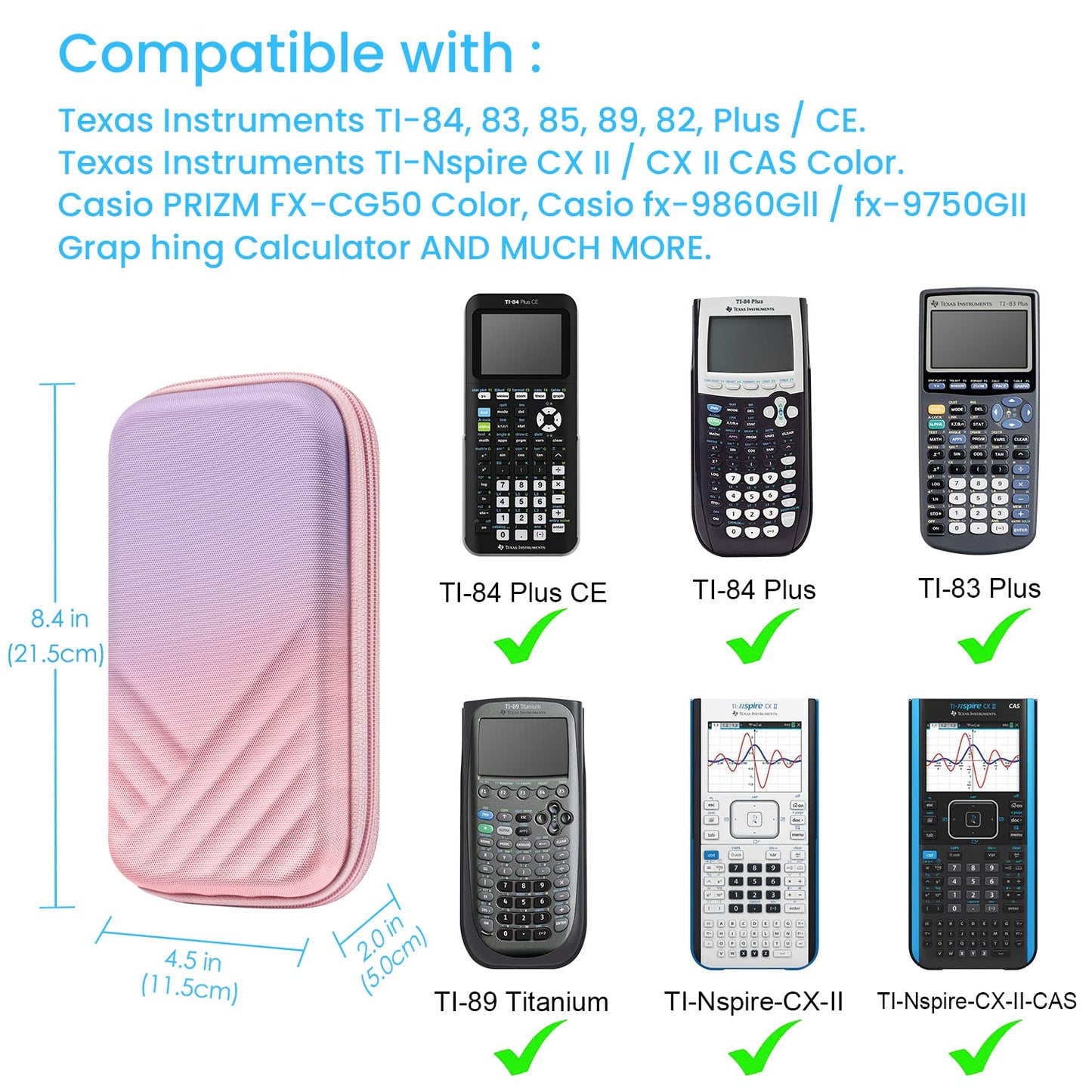 Fintie Graphing Calculator Carrying Case for Texas Instruments TI-Nspire CX II CAS/Tl-Nspire-CX-ll, TI-84 Plus/CE Color Graphing Calculators with Mesh