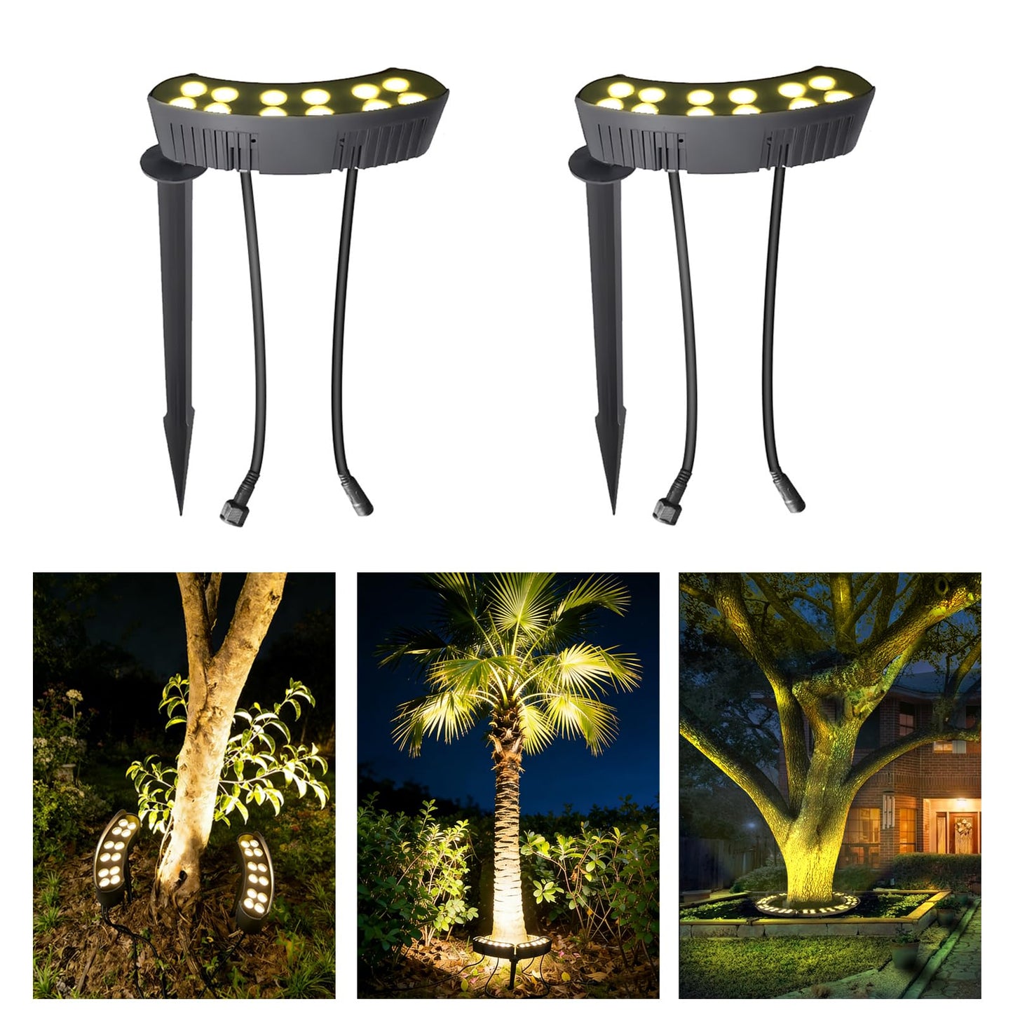 LZNIPW Outdoor Lights, 2 Pack Palm Tree LED Uplightings IP67 Waterproof Aluminum 3000K Warm White Landscape Spotlight for Yard Garden, AC85-265V (110V