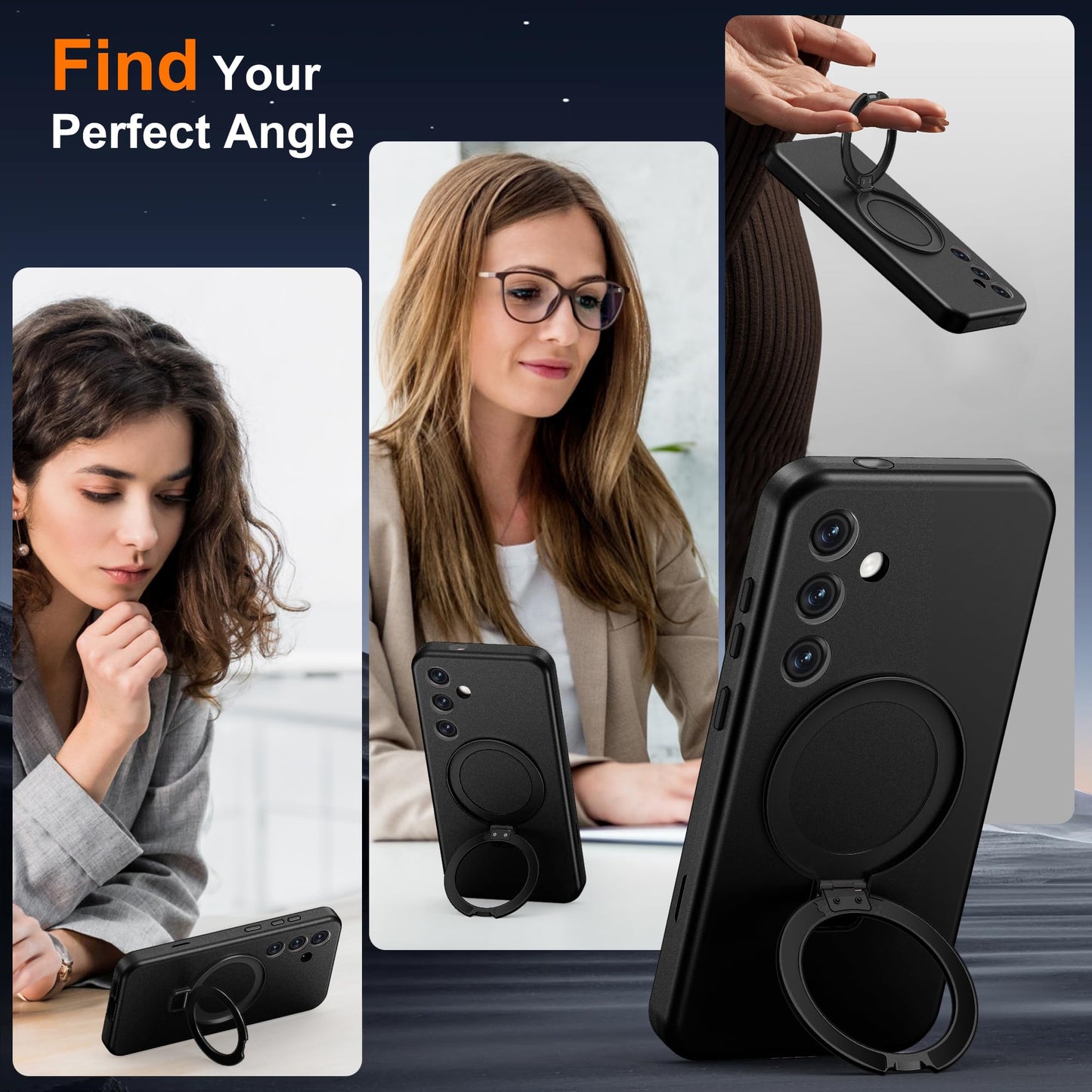DuiDuiQ Designed for Samsung Galaxy S24 Case with Magnetic Ring Stand [Compatible with Mag-Safe][Military Grade Drop Protection][Build in Kickstand]