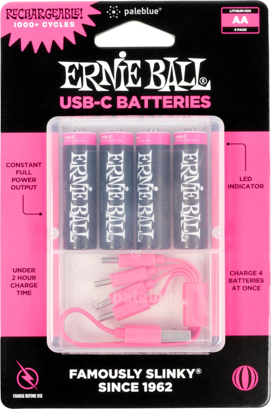 Ernie Ball USB-C Rechargeable AA Battery by Paleblue - 4-Pack