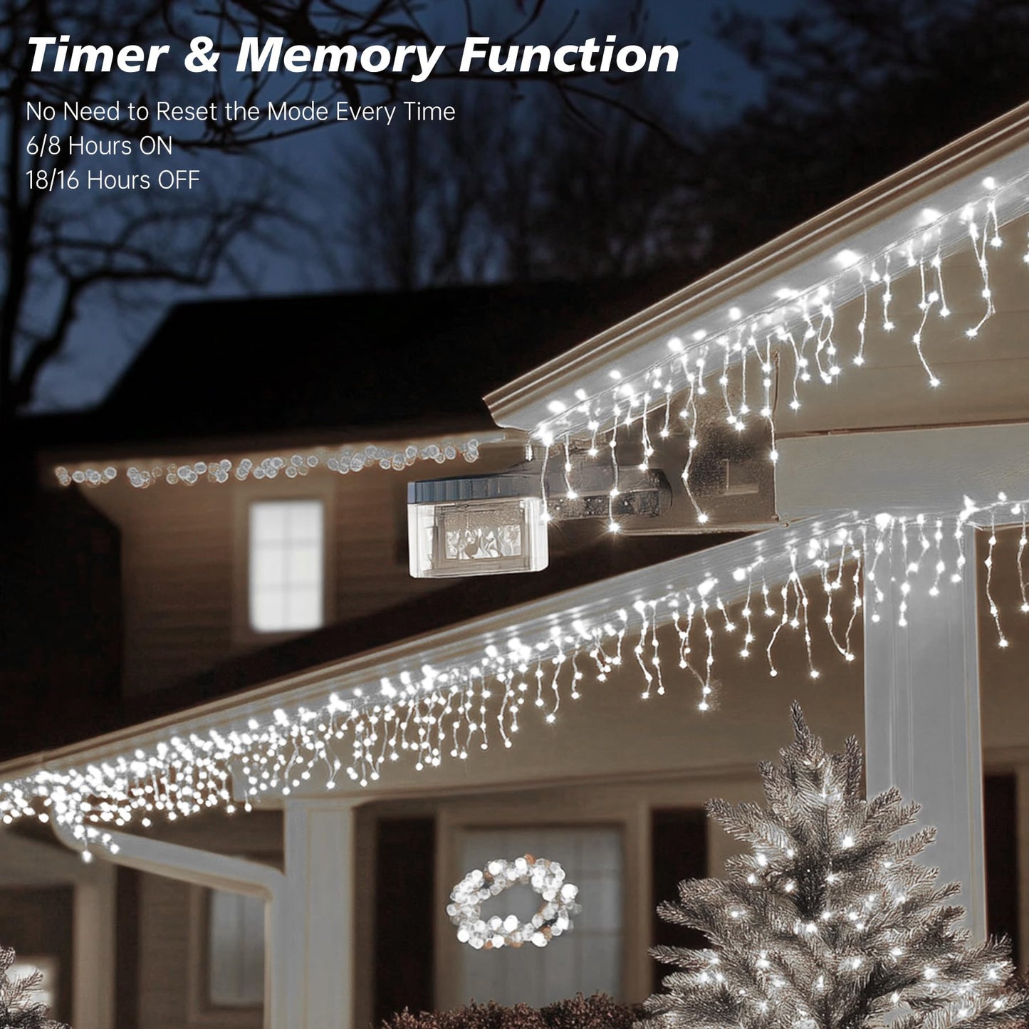 TOPPORTED Icicle Christmas Lights Outdoor,520 LED 49.2FT 8 Modes with 80 Drops Cool White Icicle Lights,Remote Control Outdoor Indoor Fairy String