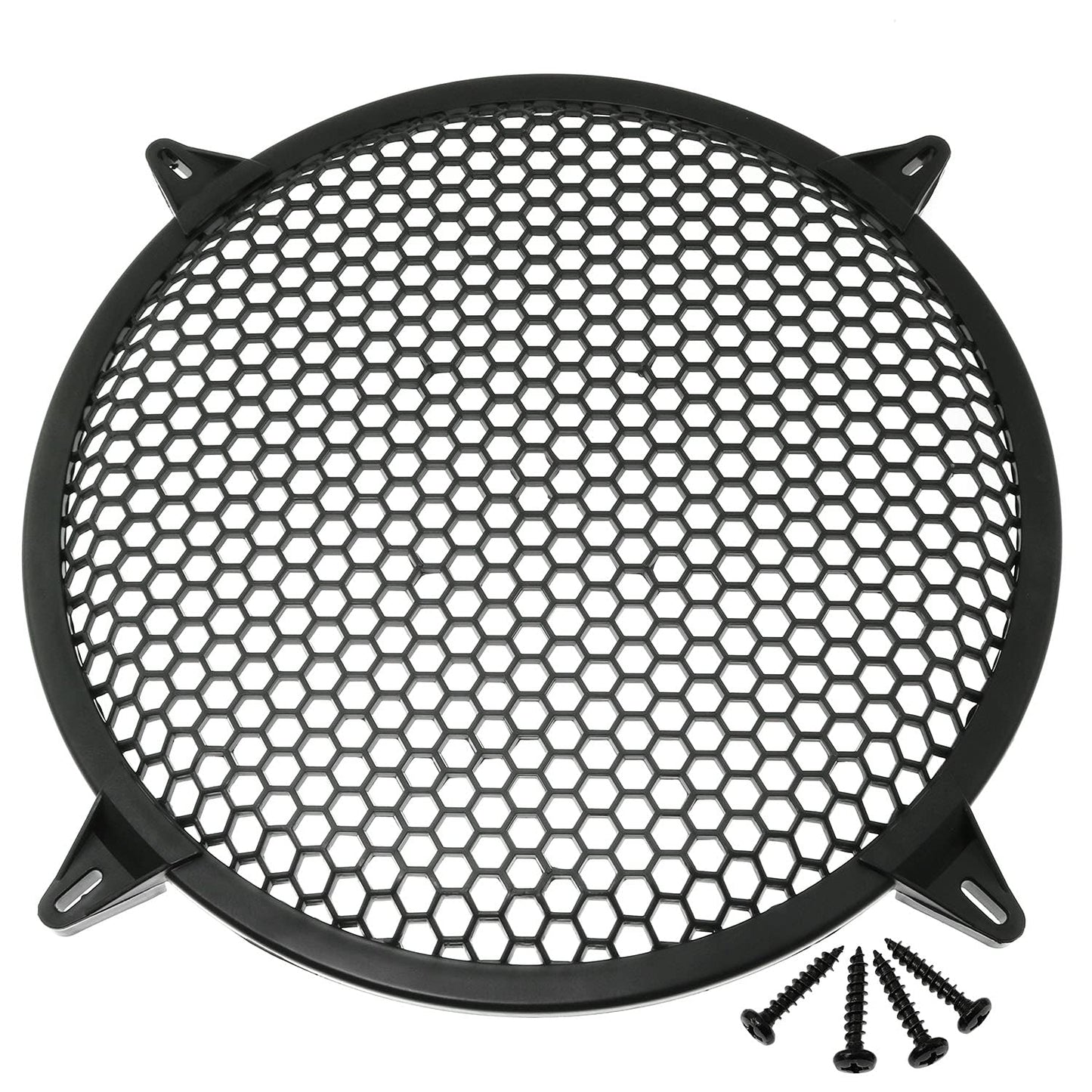 RLECS 12 Inch SubWoofer Plastic Mesh Cover with 4PCS Grill Clamps and 4PCS Screws, Black Video Accessories