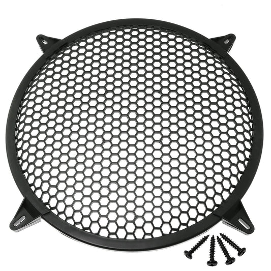 RLECS 12 Inch SubWoofer Plastic Mesh Cover with 4PCS Grill Clamps and 4PCS Screws, Black Video Accessories