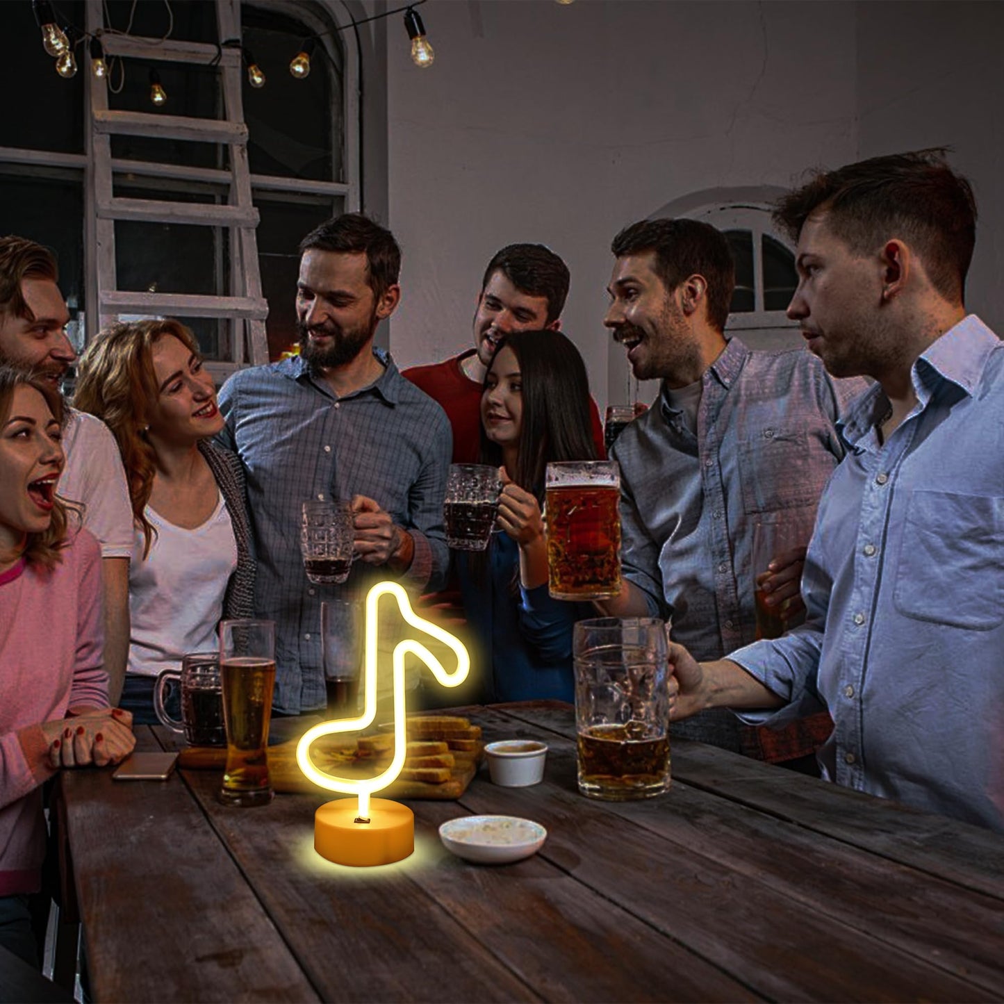 Led Music Notes Shaped Neon Lights Decor Light Led Night Light Wall Table Decor Battery Operated Creative Lighting Lamps for Christmas Wedding Sign