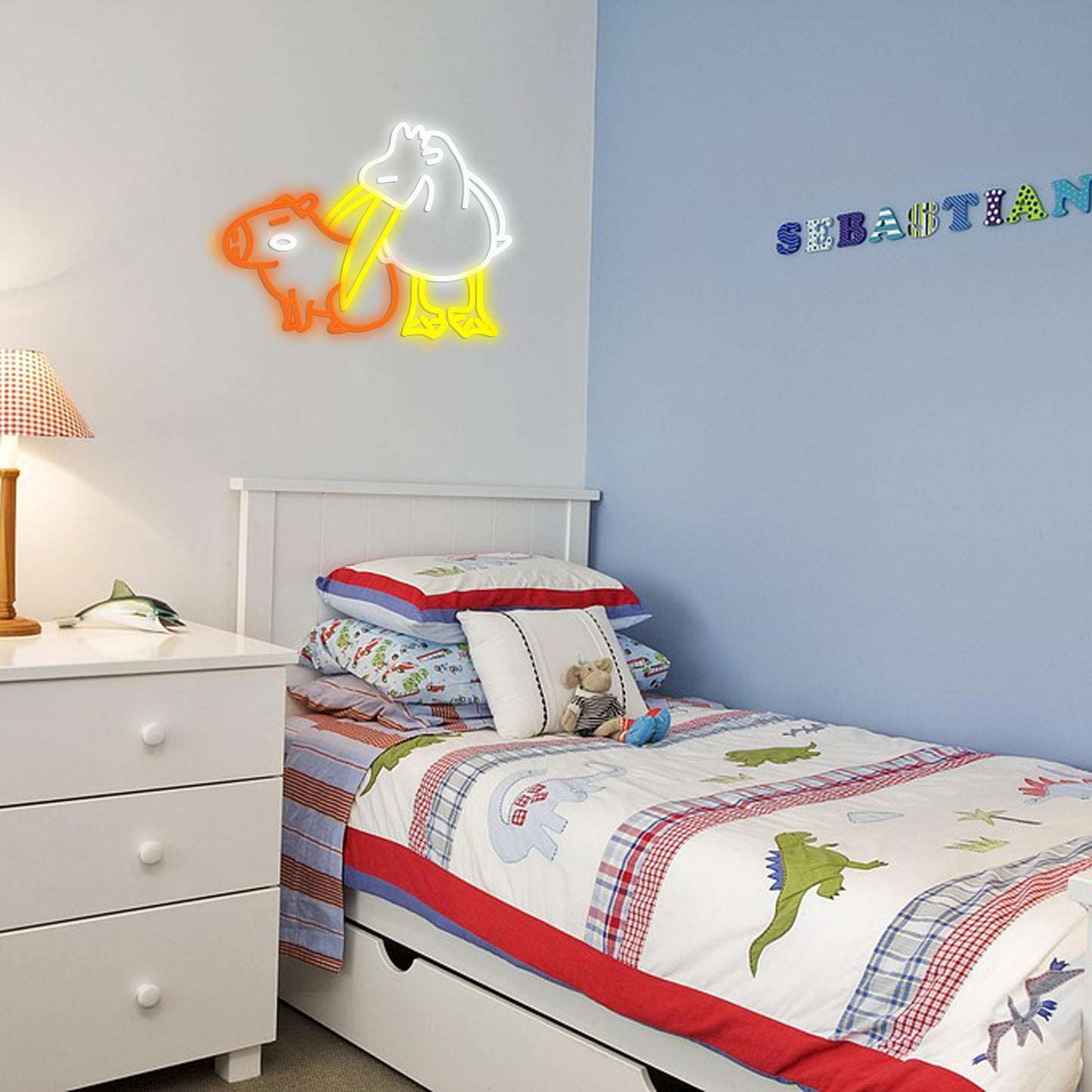 LISIGNVE Capybara Pelican Neon Sign for Wall Decor Funny Capybara Led Neon Light Sign Pelican Neon Light for Children's Room Kindergarten Bedroom Zoo