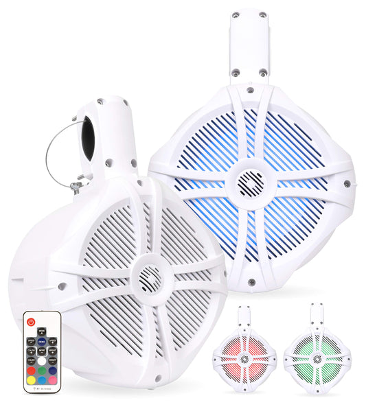 BELVA BWT8LED 600W Peak (300W RMS) 8" White Marine Tower Speakers