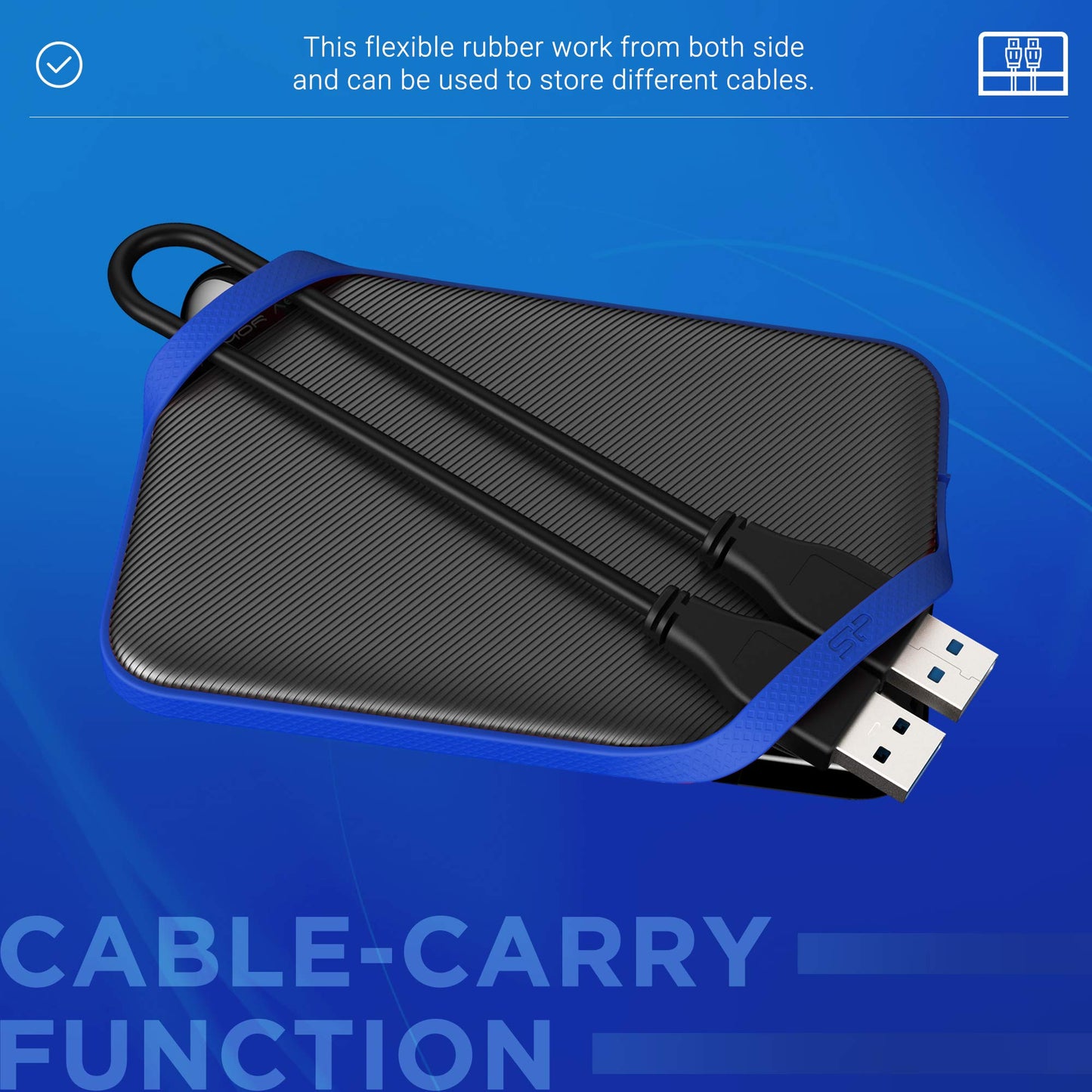 SP Silicon Power Portable Hard Drive 5TB 2.5" USB 3.2 Gen 1 IPX4 Waterproof Impact Resistant A62 Series Gaming Blue SP050TBPHD62LS3B