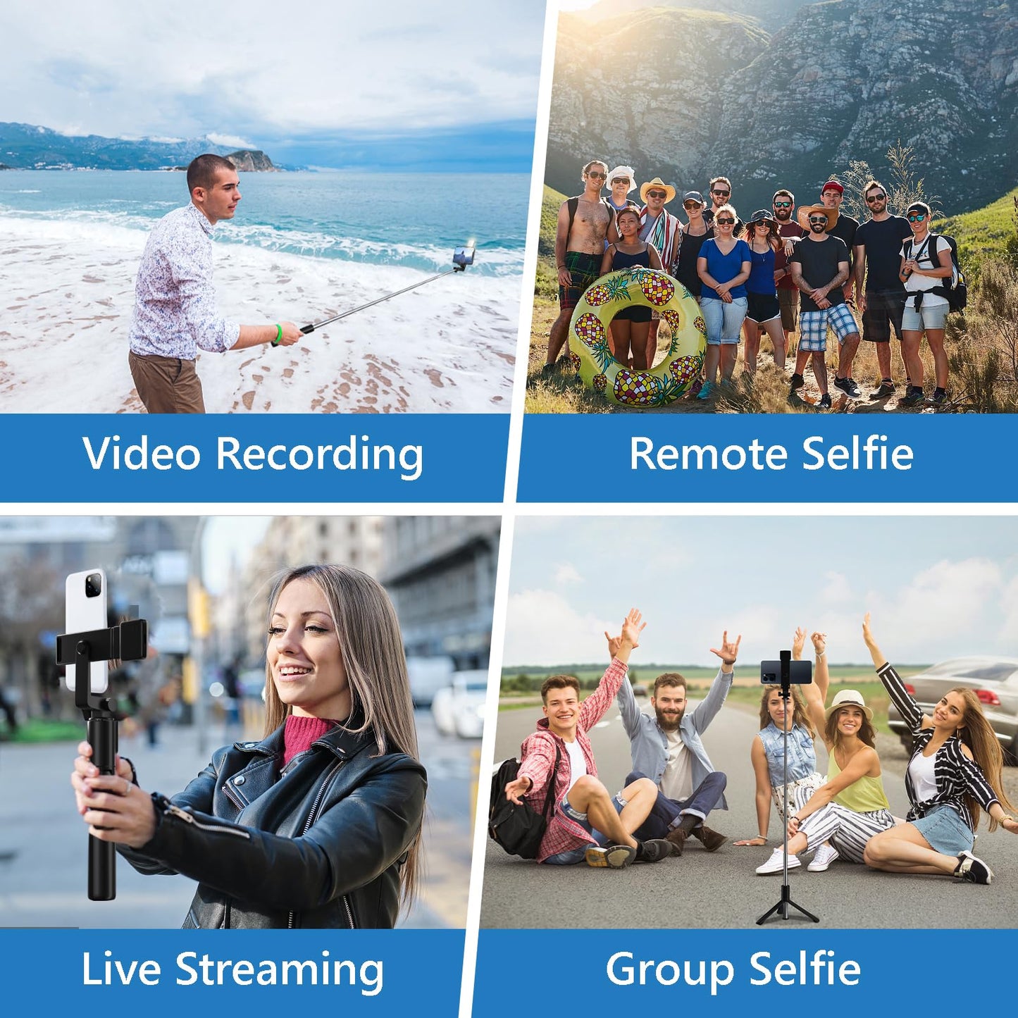Selfie Stick Tripod, 40in Retractable Phone Tripod with Wireless Remote Control & Light, Portable Selfie Stick Tripod for Photograph, Video Recording