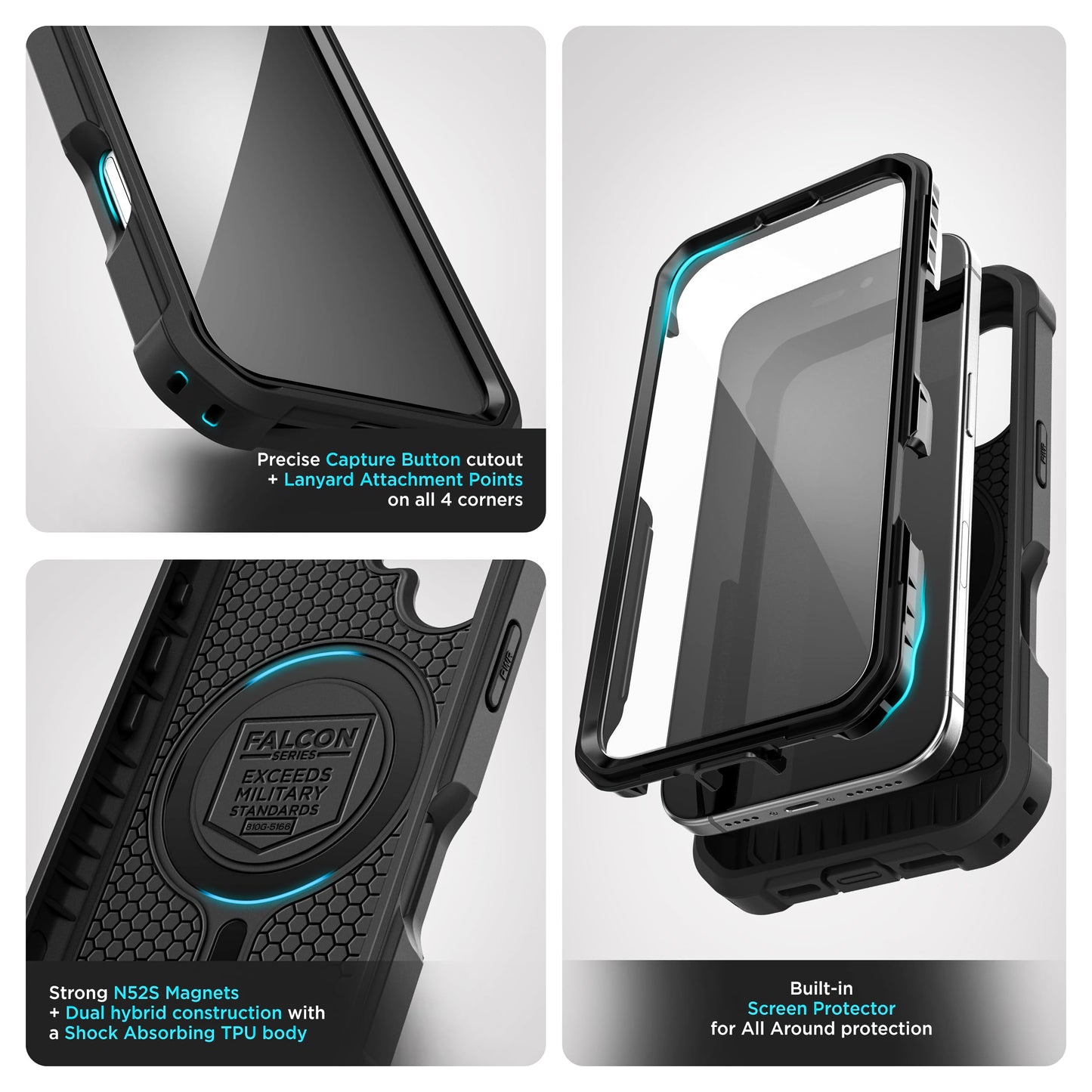 Encased Protective Case for iPhone 16 with Belt Clip (2025) Full-Body Case with Built-in Screen Protector and Phone Holster (Compatible with MagSafe)