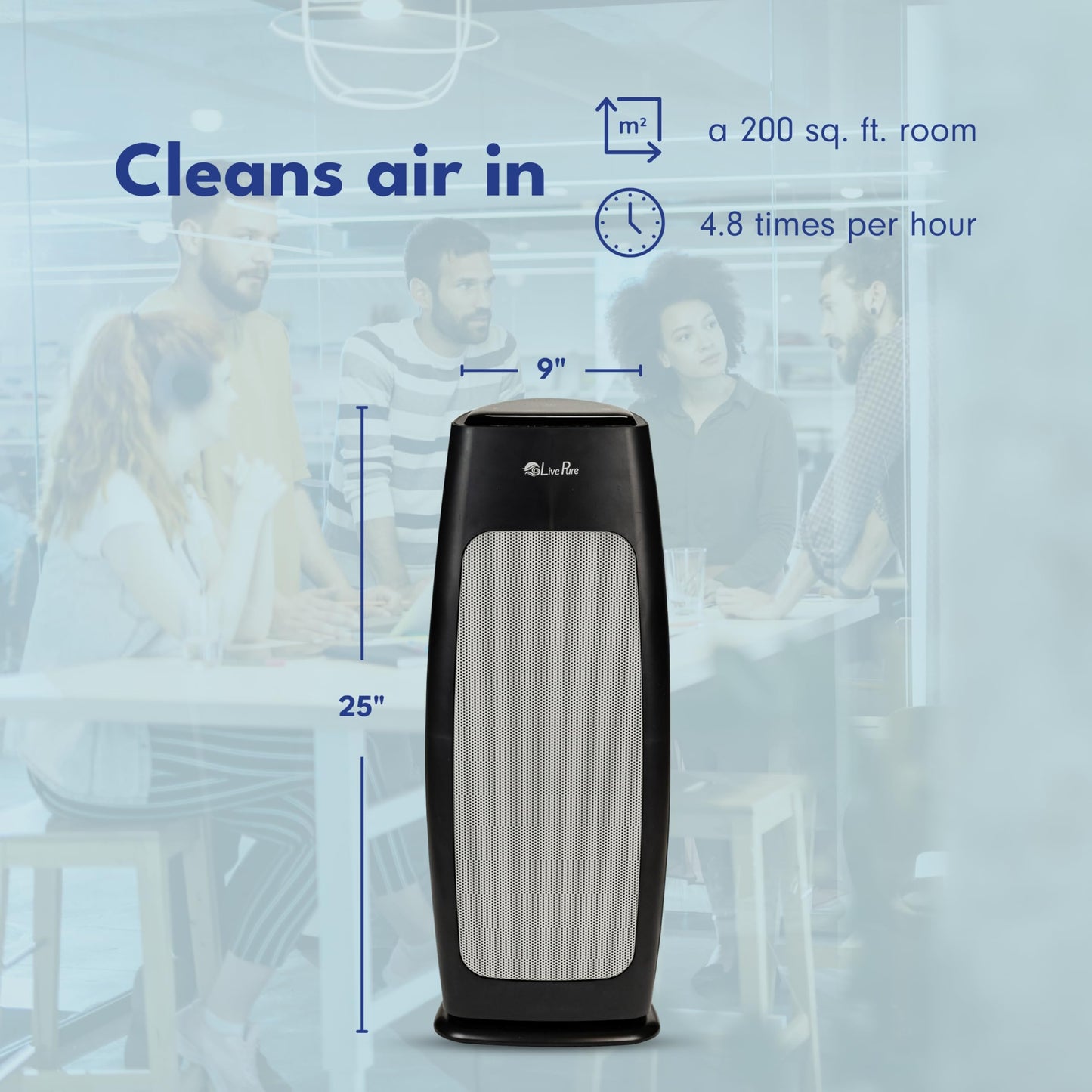 LivePure LP270TH Sierra Series True HEPA Tall Tower Air Purifier, Air Purifiers for Home, Odors, Allergens, Smoke, Dust, VOC's. HEPA Air Purifiers