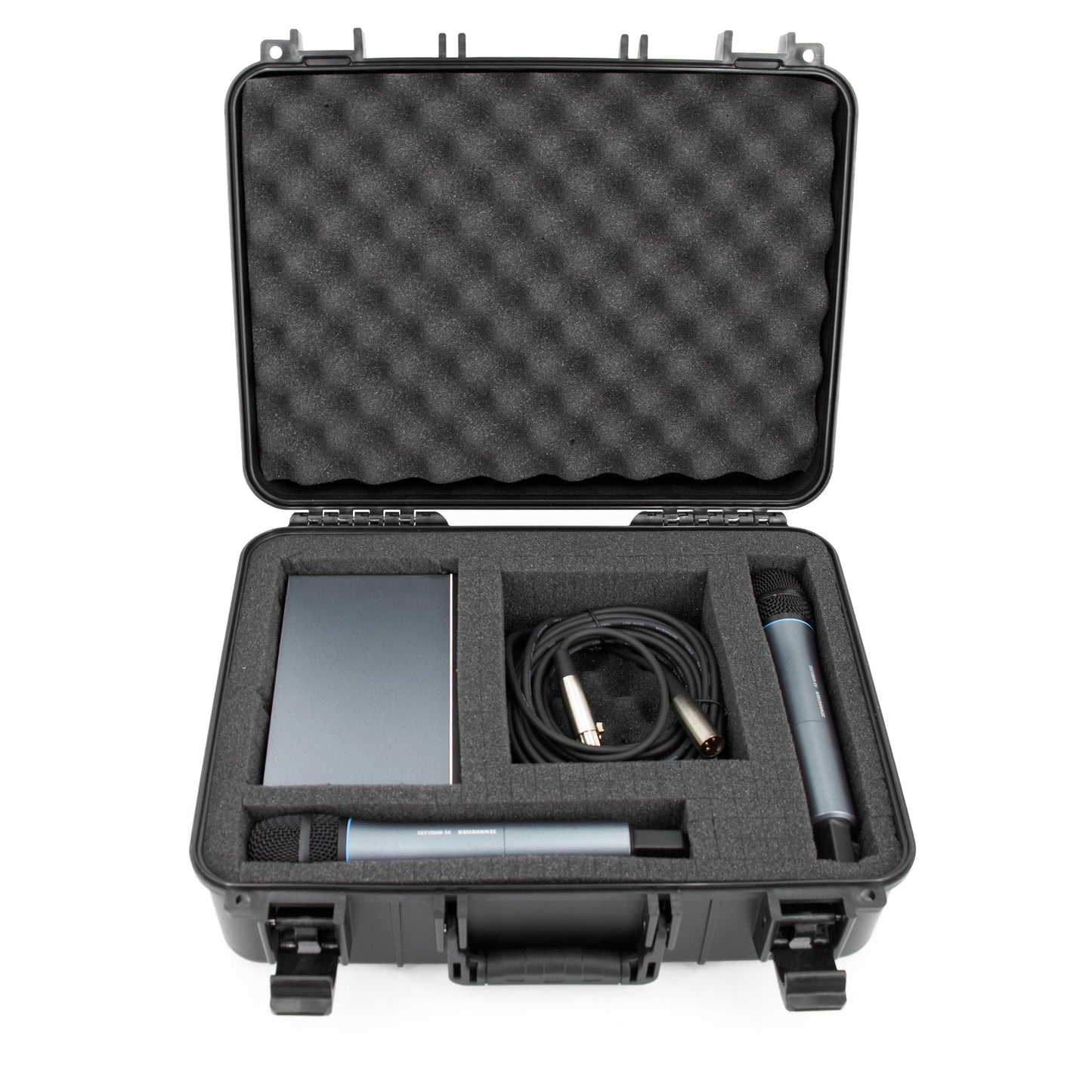 CASEMATIX Wireless Microphone Case - Hard Shell Mic Carrying Case with Customizable Foam, Compatible with Sennheiser, Shure, Audio-Technica, Nady