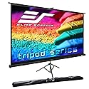 Elite Screens Tripod, 60-Inch 16:9 Portable Projector Screen with Stand- MaxWhite 2, 1.1 Gain, Adjustable Indoor Outdoor Pull Up Projection Screen