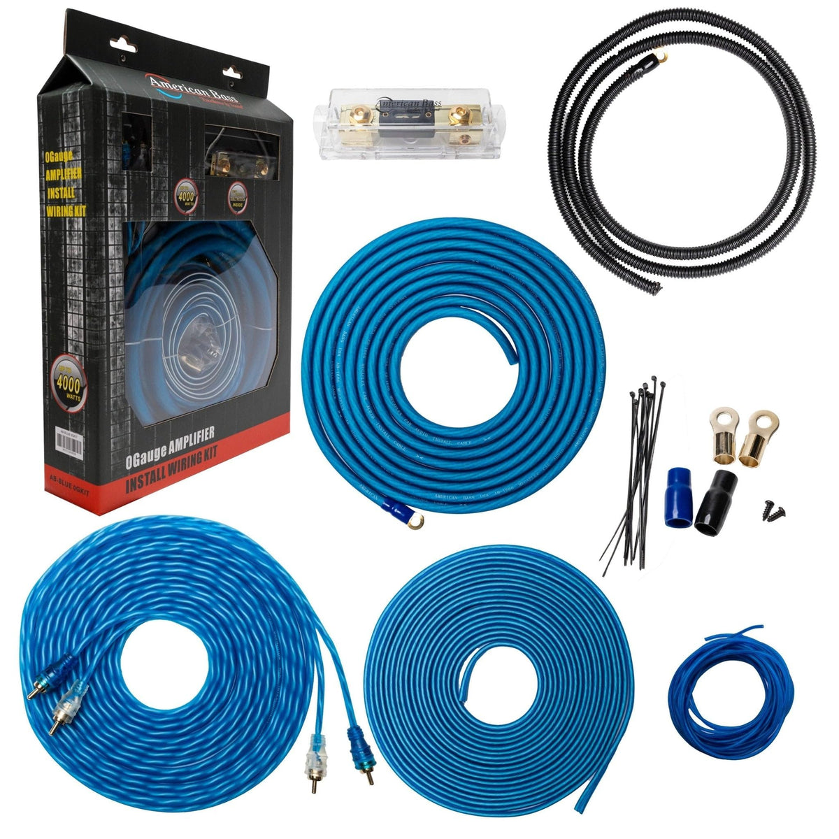 American Bass 4 Gauge CCA Amplifier Kit (Blue)