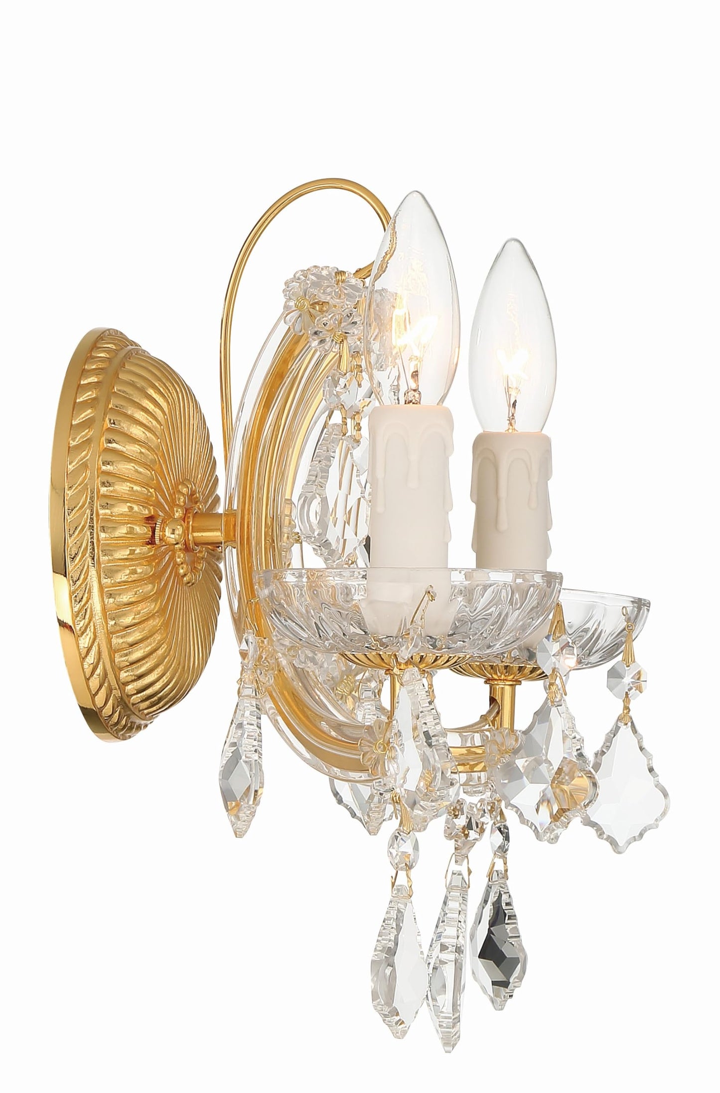 Maria Theresa 2 Light Clear Italian Crystal Gold Sconce