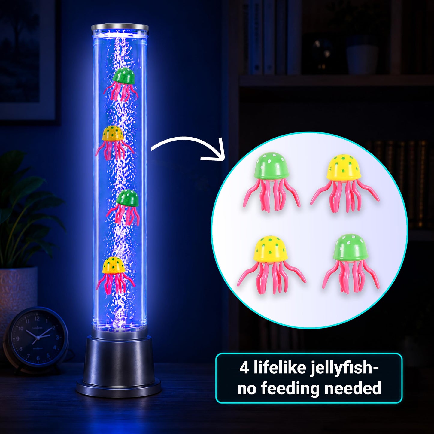 Jellyfish Lamp Bubble Lights with 6 LED Color Automatic Changing Night Light Moving Jelly Fish Aquarium - Tower Table Desk Lava Lamp for Bedroom Home