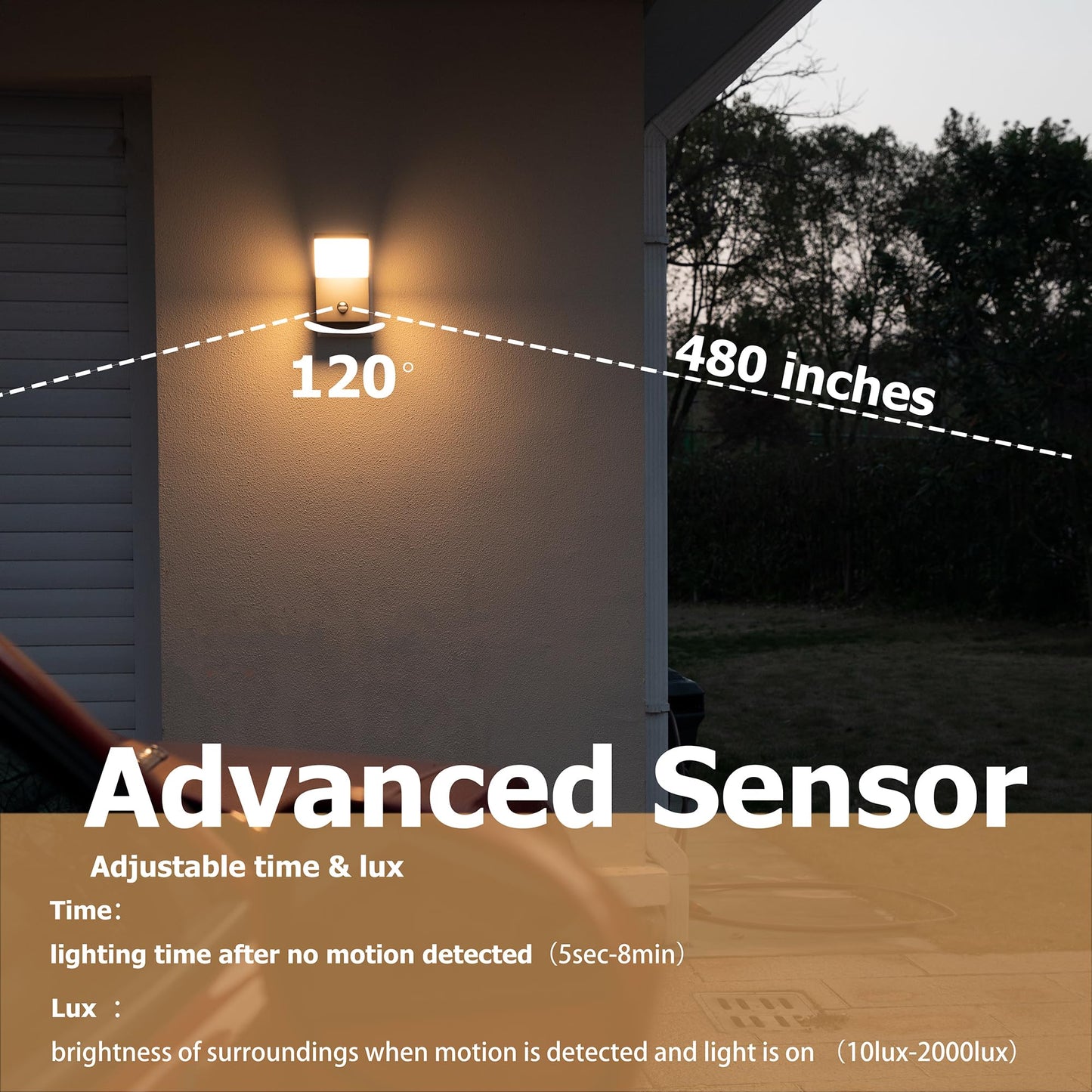 illumishin Outdoor Wall Light Motion Sensor Porch LED Exterior Lights Fixture Sconce Black Modern Aluminum Lamps Front Door Lantern for Patio Garden