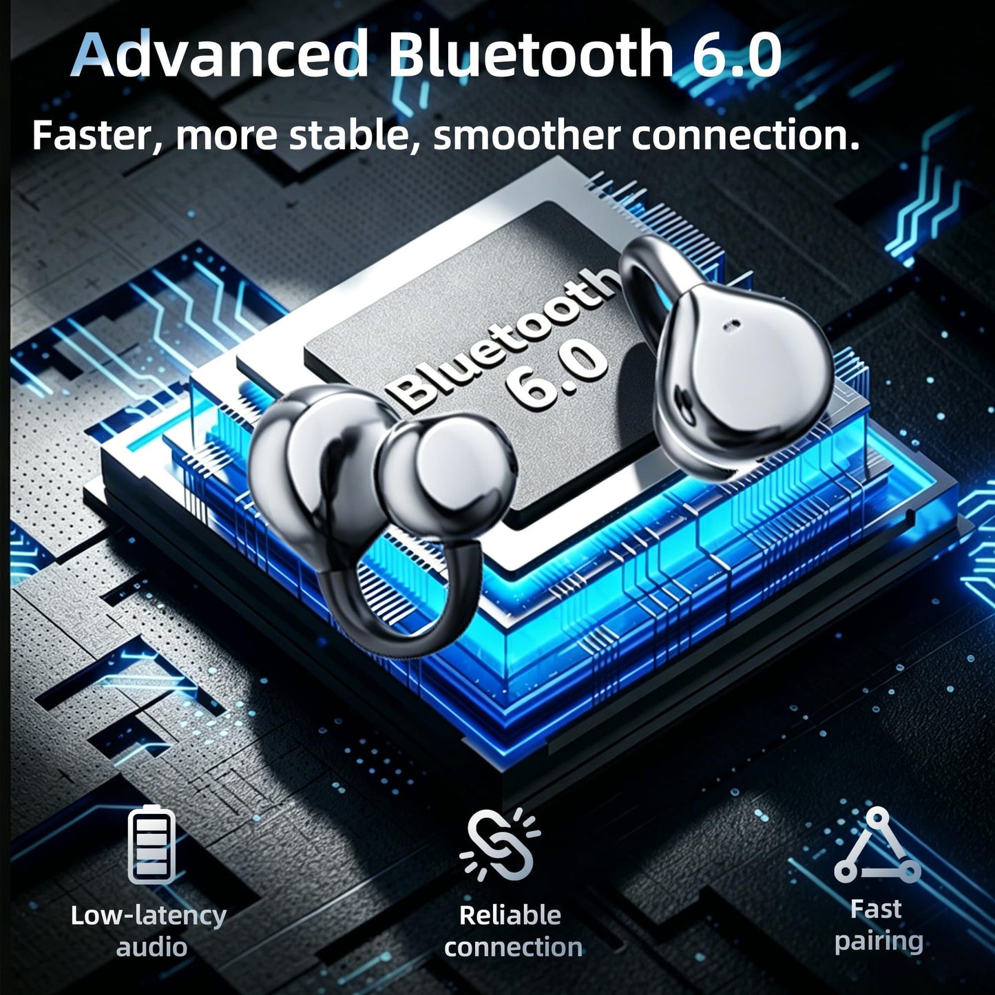 Clip On Earbuds for Apple Ultra Light 4.6g Open Ear Headphones for iPhone 24H Playtime Bluetooth 6.0 Wireless Earbuds All Day Comfort Ideal for Small