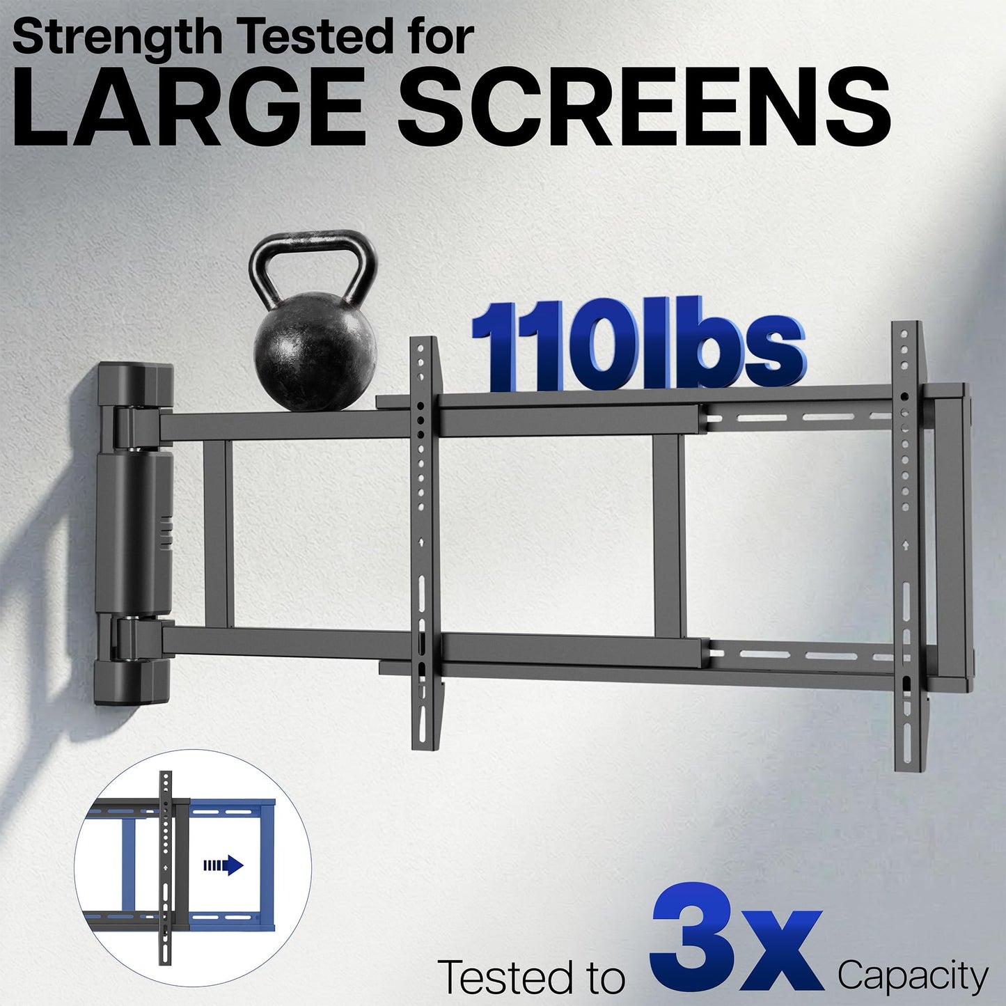 VIVO Steel Low Profile, Manual Swing TV Wall Mount for 32 to 75 inch LCD LED Plasma Screens, Articulating TV Bracket with 180 Degree Swivel