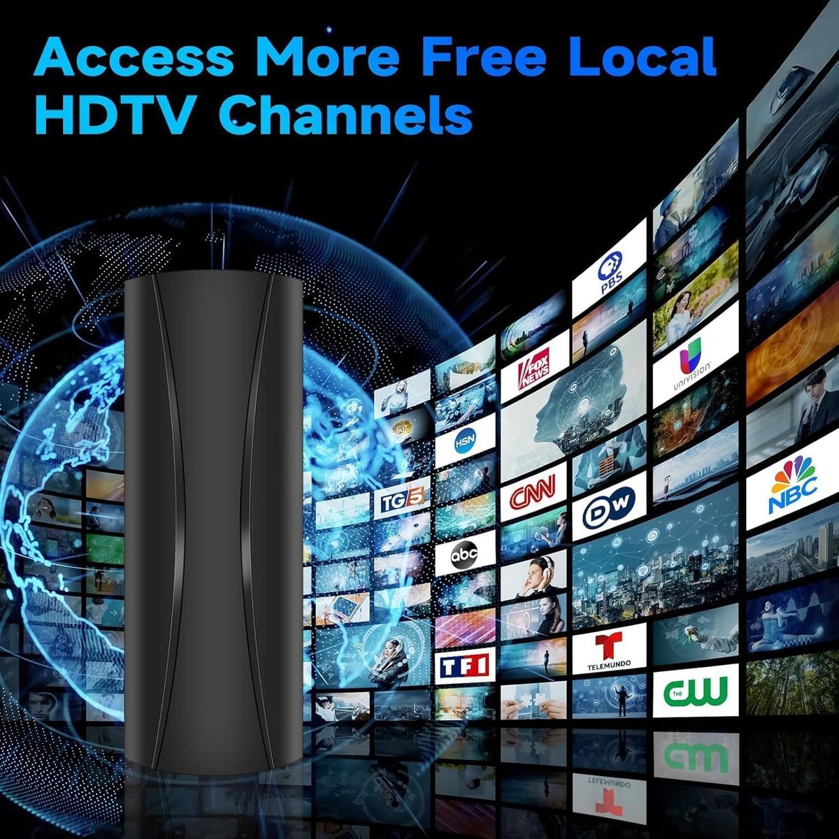 5000+ Miles Range TV Antenna,2026 Digital TV Antenna Indoor Outdoor with Strongest Amplifier, 360°Reception HDTV Antenna for Local Channels for Smart TV and Old TVs-38ft Coax Cable-Support 8K 4K 1080p