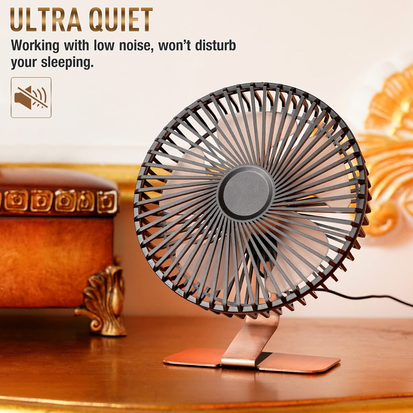 SLENPET 6-inch USB Small Desk Fan, 4 Speeds, Powerful Desktop Table Fan