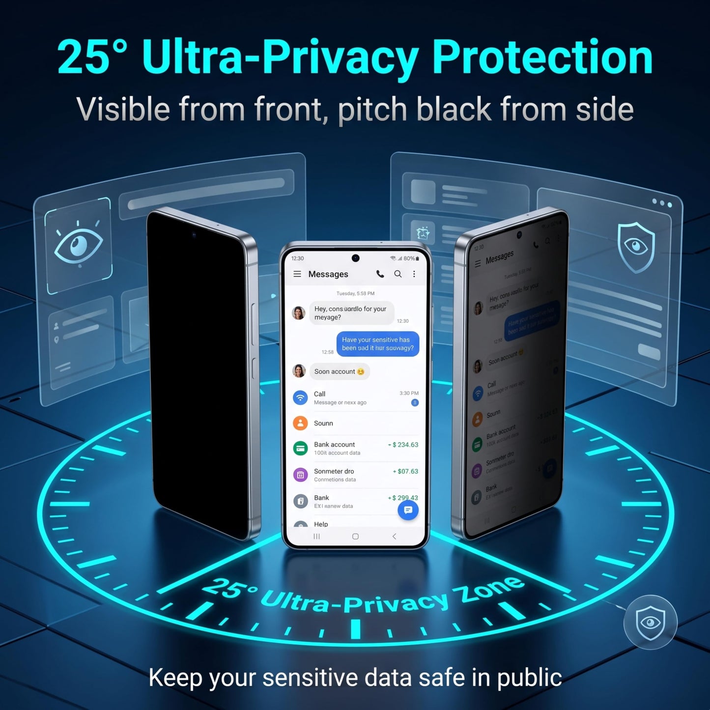 2 Pack Privacy Screen Protector for Samsung Galaxy S24 Plus with 2 Pack Camera Lens Protector, Tempered Glass Fingerprint Unlock Compatible, 180