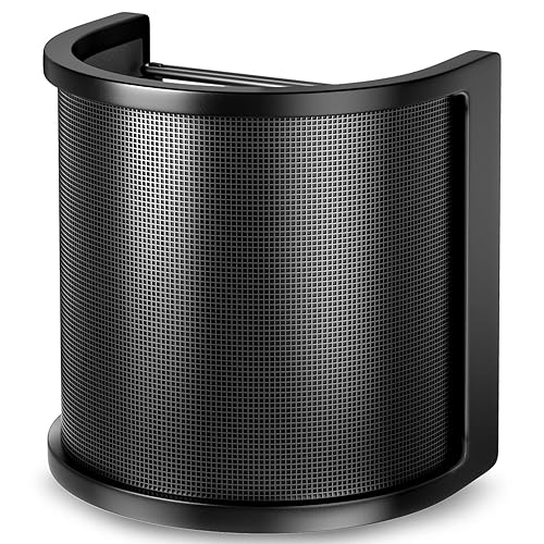 Pop Filter,PEMOTech [Upgraded Three Layers] Metal Mesh & Foam & Etamine Layer Microphone Windscreen Cover Handheld Mic Shield Mask,Microphone