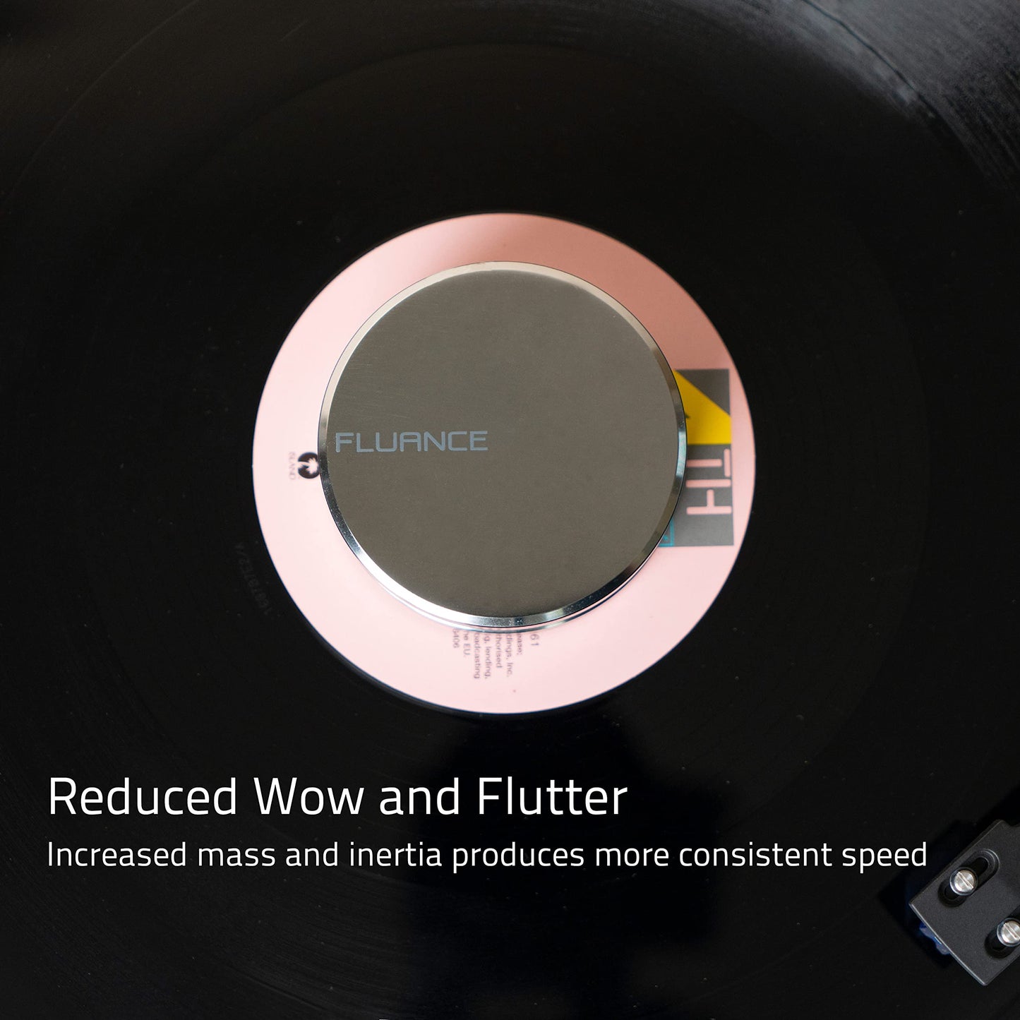 Fluance HiFi Vinyl Record Weight Stabilizer High Mass 760 gram Steel LP Disc Turntable Accessory with Protective Velvet Pad for Vibration Damping