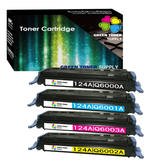 Green Toner Supply (Pack of 4) Compatible Replacement for HP 124A Q6000A Q6001A Q6002A Q6003A Toner Cartridge Work for HP Color Laser-Jet 1600 2600n