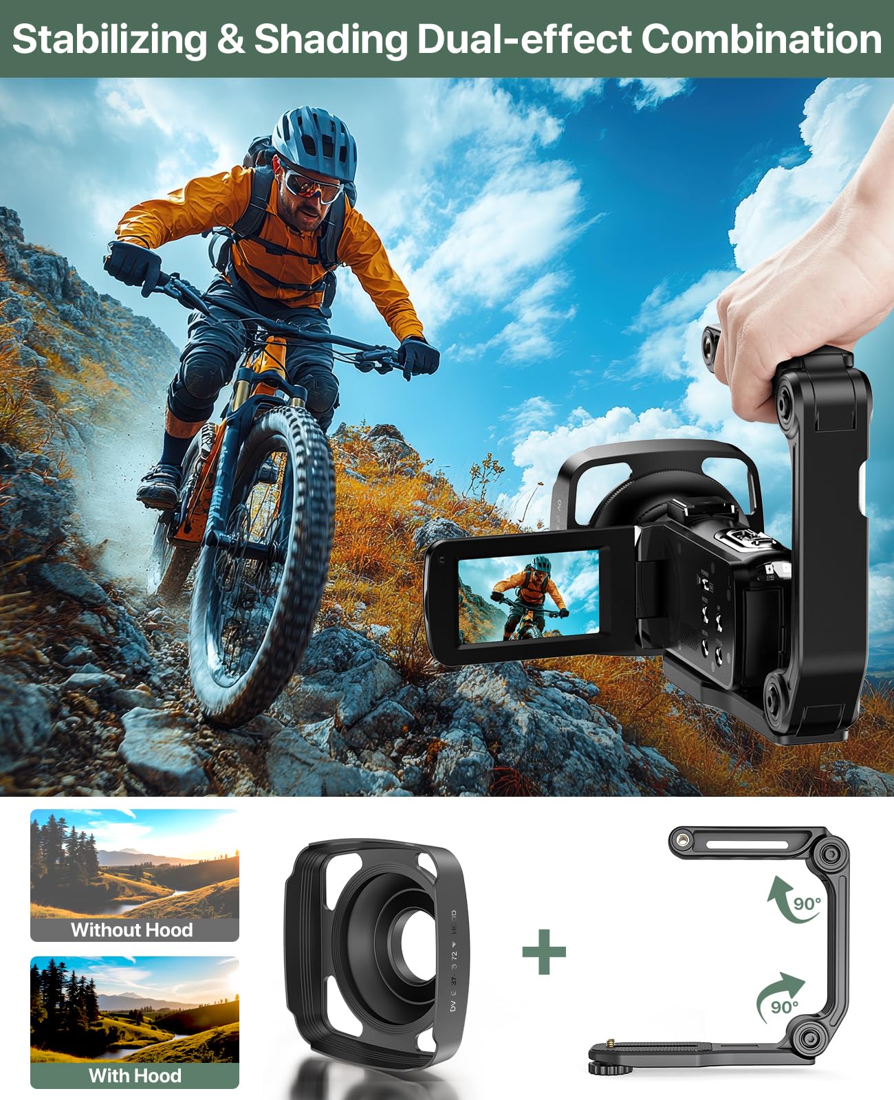 4K Video Camera Camcorder 64MP Vlogging Camera for YouTube 3.0" Touch Screen 18X Digital Zoom IR Night Vision with External Stereo