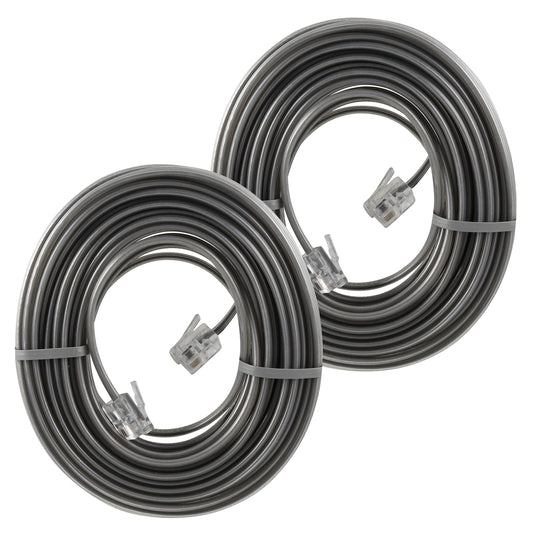 Power Gear Telephone Line Cord, 2 Pack, 25 Feet, Phone Cord, Modular Jack Ends, Works for Phone, Modem or Fax Machine, for Use in Home or Office
