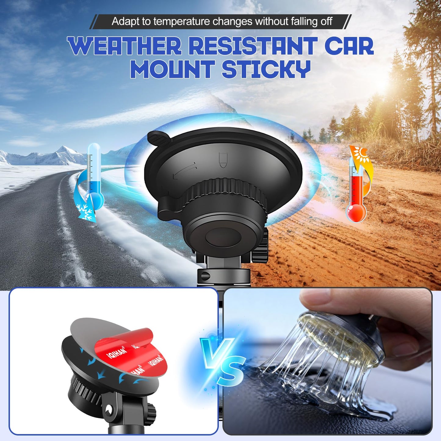 Adhesive Sticky Pads for Car Phone Mount, 4pcs Heavy Duty Mounting Tape for Vehicle Phone Holder, Heat Rresistant Double-Sided Mounting Sticker
