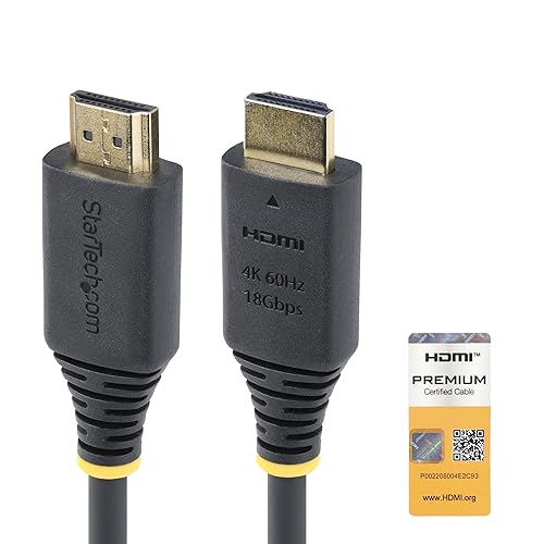 StarTech.com 4m (13ft) Premium Certified High Speed HDMI Cable, 4K 60Hz/1440p 144Hz, 18Gbps, UHD HDMI 2.0 Cord, TPE Jacket