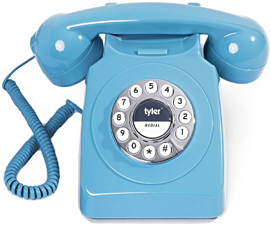 Tyler Retro Style Landline Phone, Push Button Rotary Look, Large Button Vintage Corded Phone, Power Outage Safe, Redial Button, Old Classic Retro