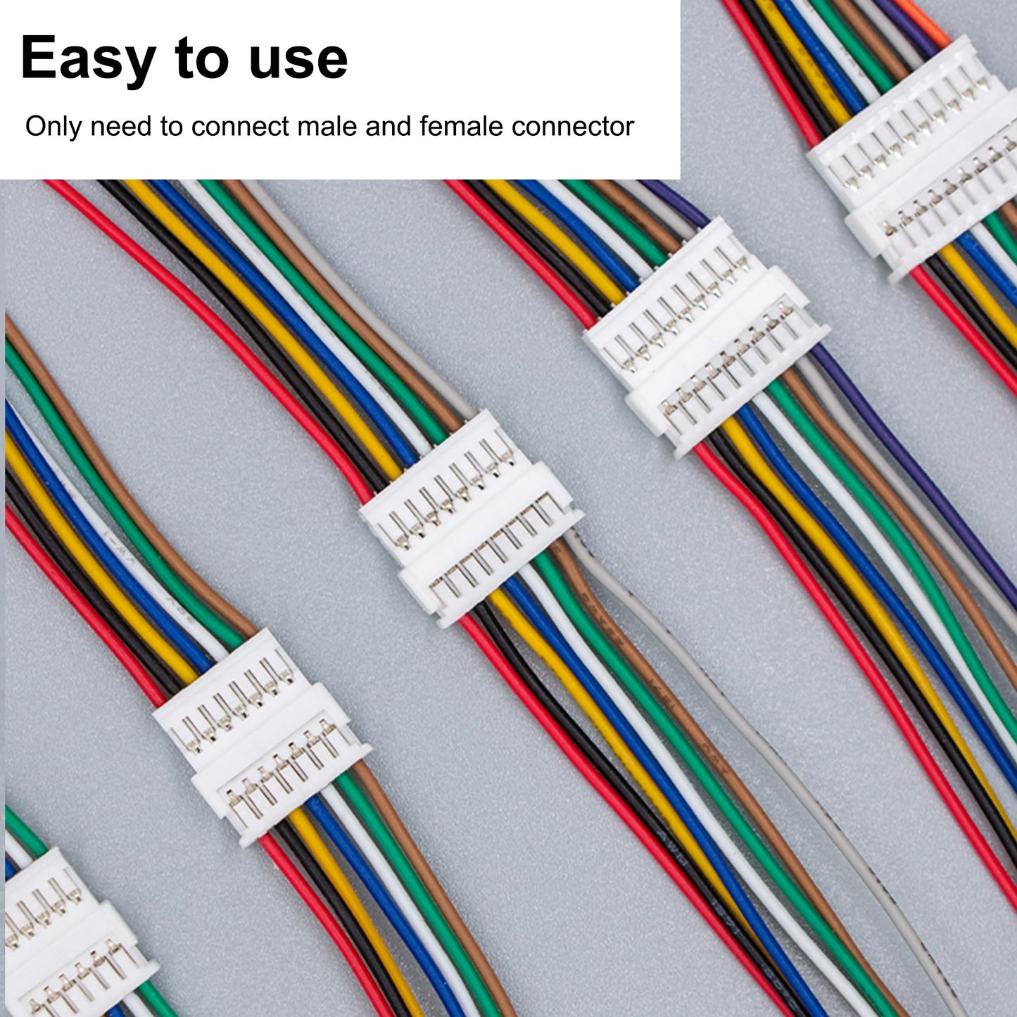 Kuosbiu JST MX 1.25MM Connector Kit,2/3/4/5/6/7/8/9/10 Pin Male and Female Micro Wire Connectors Kit with 28AWG Premium Pre-Crimped Cables