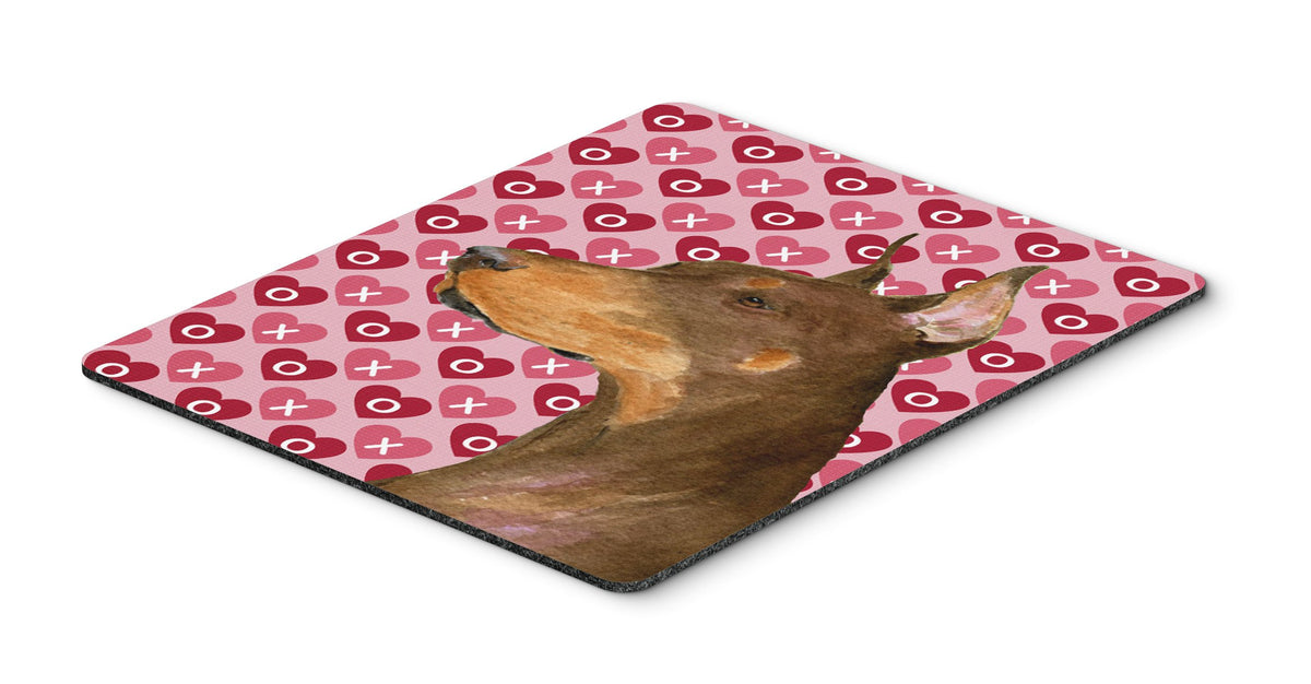 Caroline's Treasures SS4468MP Doberman Hearts Love and Valentine's Day Portrait Mouse Pad, Hot Pad or Trivet for Home Office Gaming Working Computers