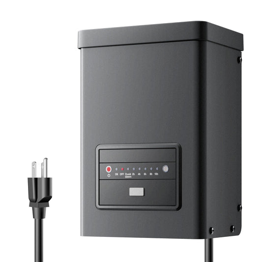 BN-LINK 300W Low Voltage Landscape Transformer with Countdown Timer and Photocell Sensor, 120V AC to 12V/14V AC Converter with Overload Protection
