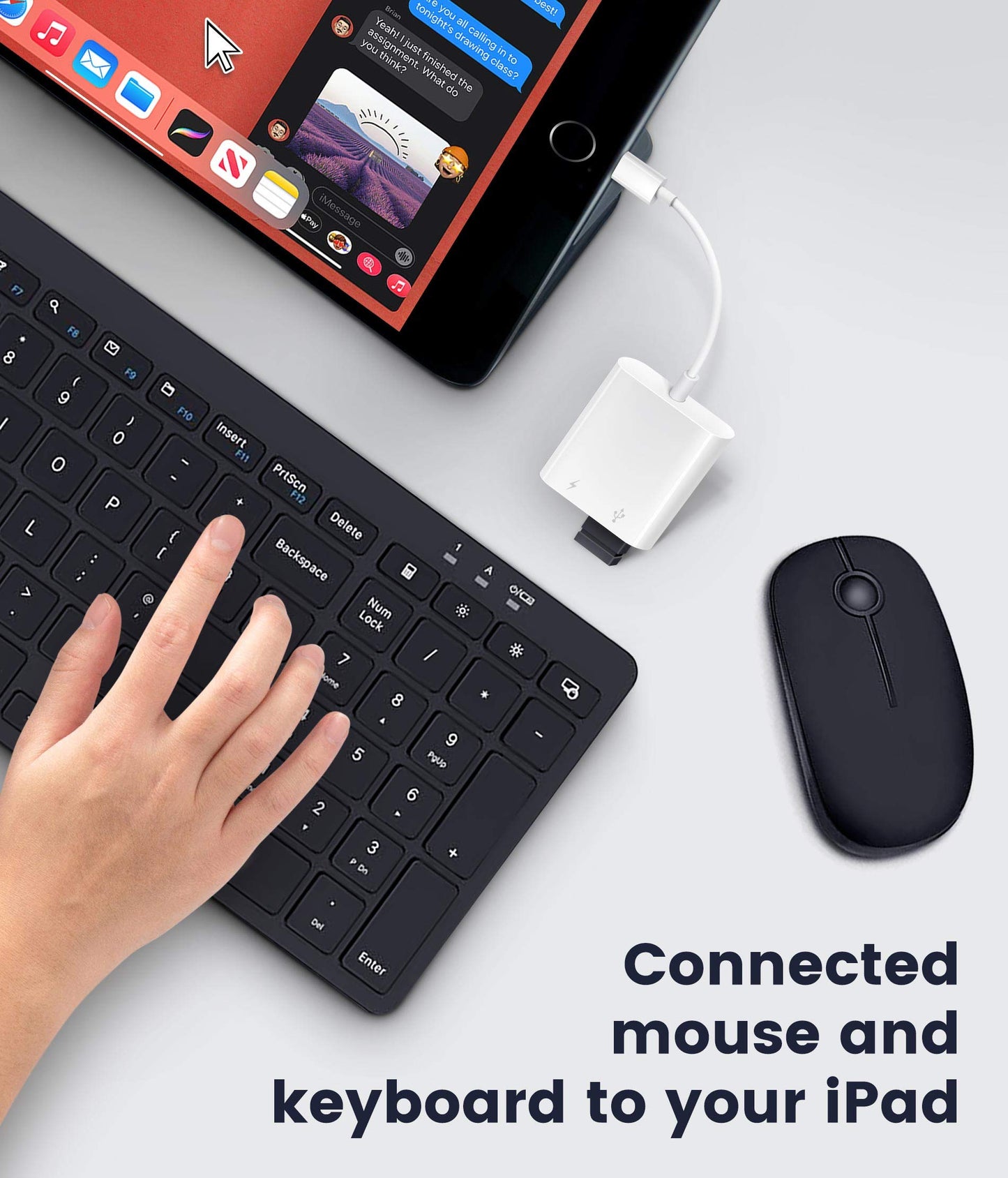 Fubiaofei USB Adapter for iPhone/iPad, LᎥghtnᎥng to USB Female OTG Adpater,USB3 to iPad Adapter with Charging Port,Supports FlashDrives,MIDI,SD Card…