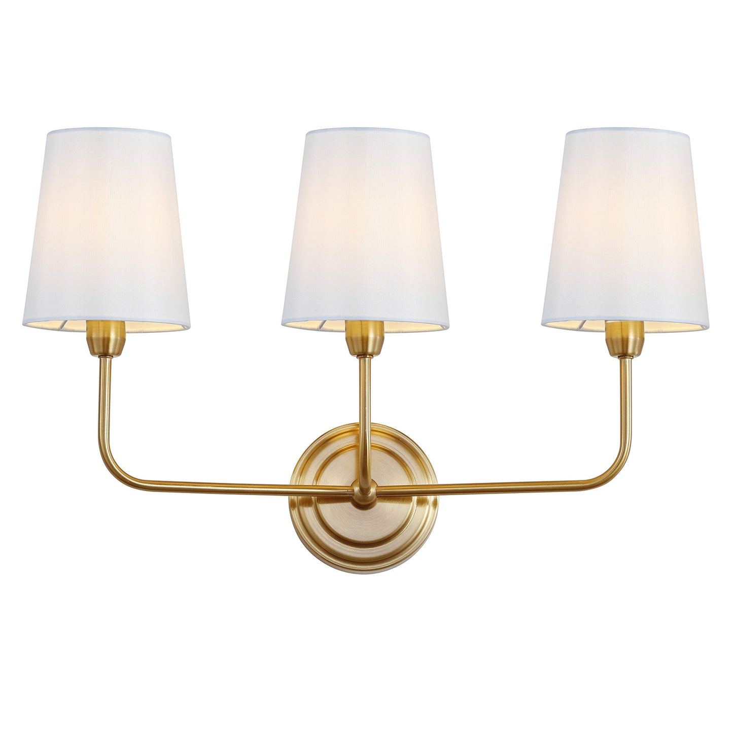 SAFAVIEH Lighting - Sawyer 3-Light 22-Inch Wall Sconce - Brass - Fabric Shade - Contemporary Design - Ideal for Vanity, Hallway, Bedroom, Bathroom