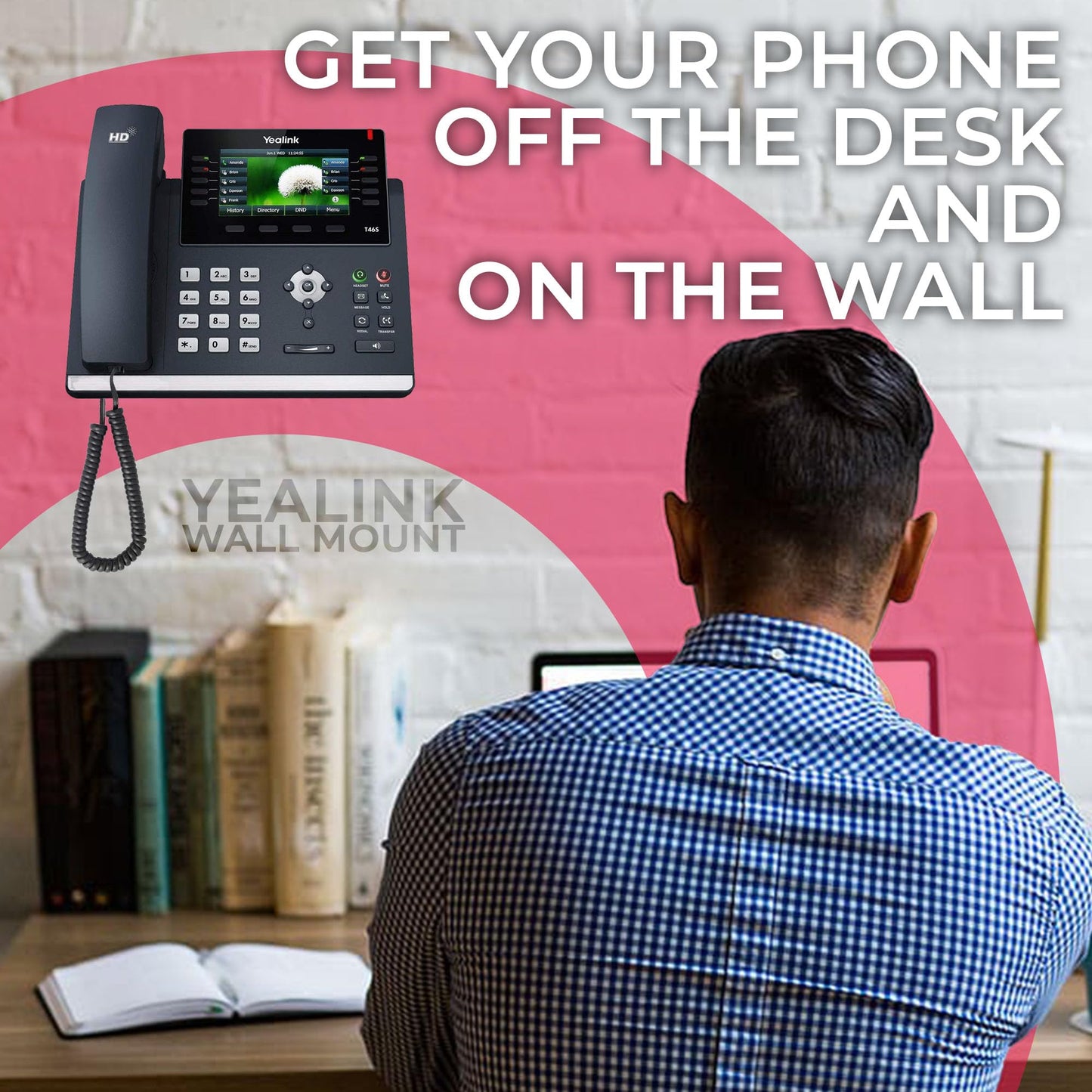 Yealink Wall Mount Bracket for VoiP Phone T46U, T46S, T46G - Fits to Exact Specifications Ensures a Secure and Stable Install for Access to All