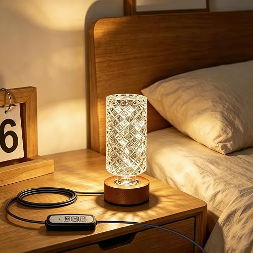 CZSHCKJYXGS Plug-in Dimmable Nightlight with Timer, Glass Material, Wired Powered No Battery Night Light for Home Decor, Bedroom, Bedside Table, Desk