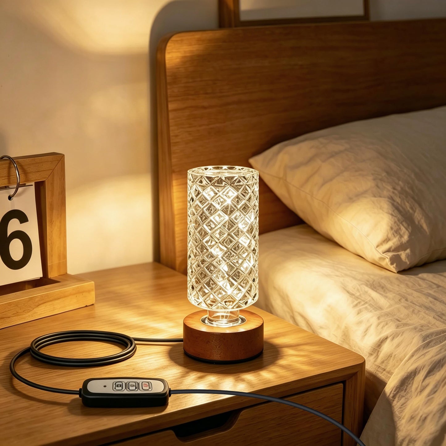 CZSHCKJYXGS Plug-in Dimmable Nightlight with Timer, Glass Material, Wired Powered No Battery Night Light for Home Decor, Bedroom, Bedside Table, Desk