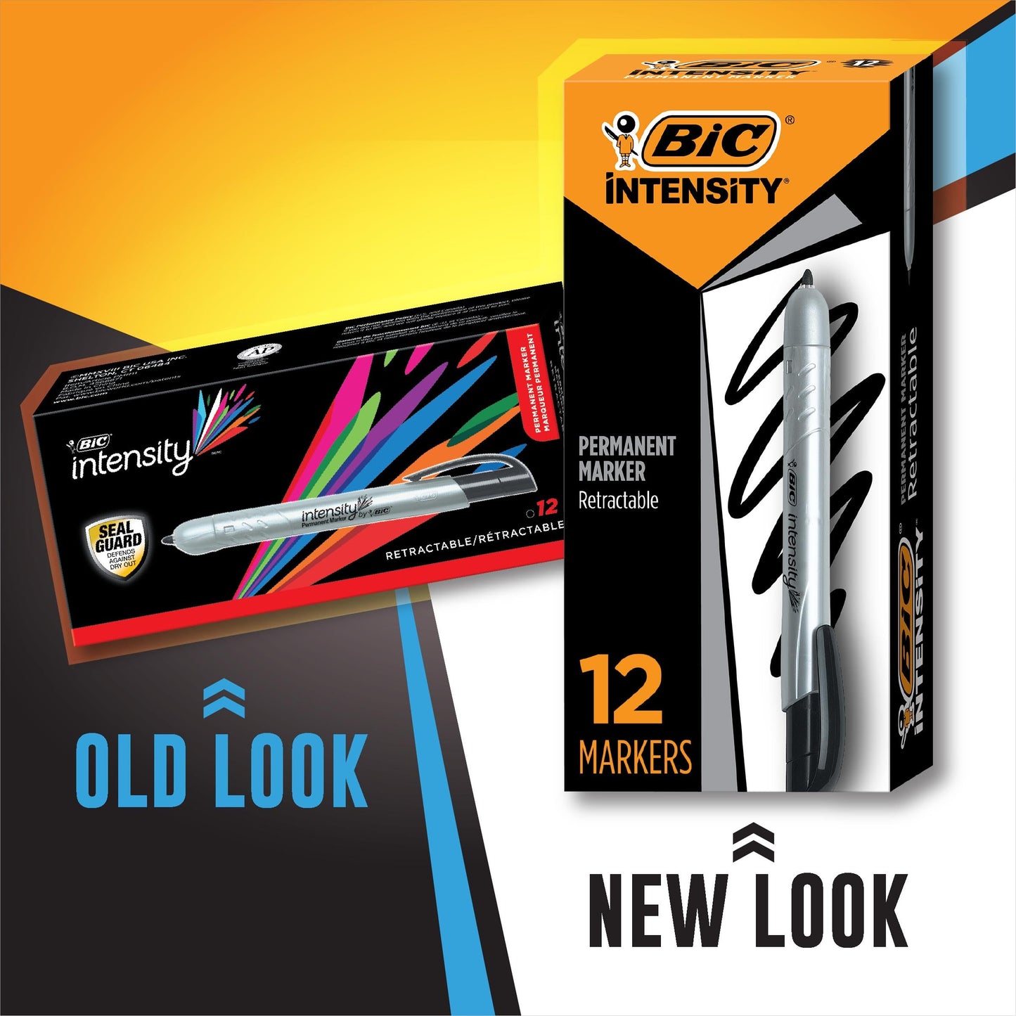 BIC Intensity Retractable Permanent Markers, Fine Bullet Tip, Black, 12-Count Pack, Permanent Markers for Teachers and Office Supplies