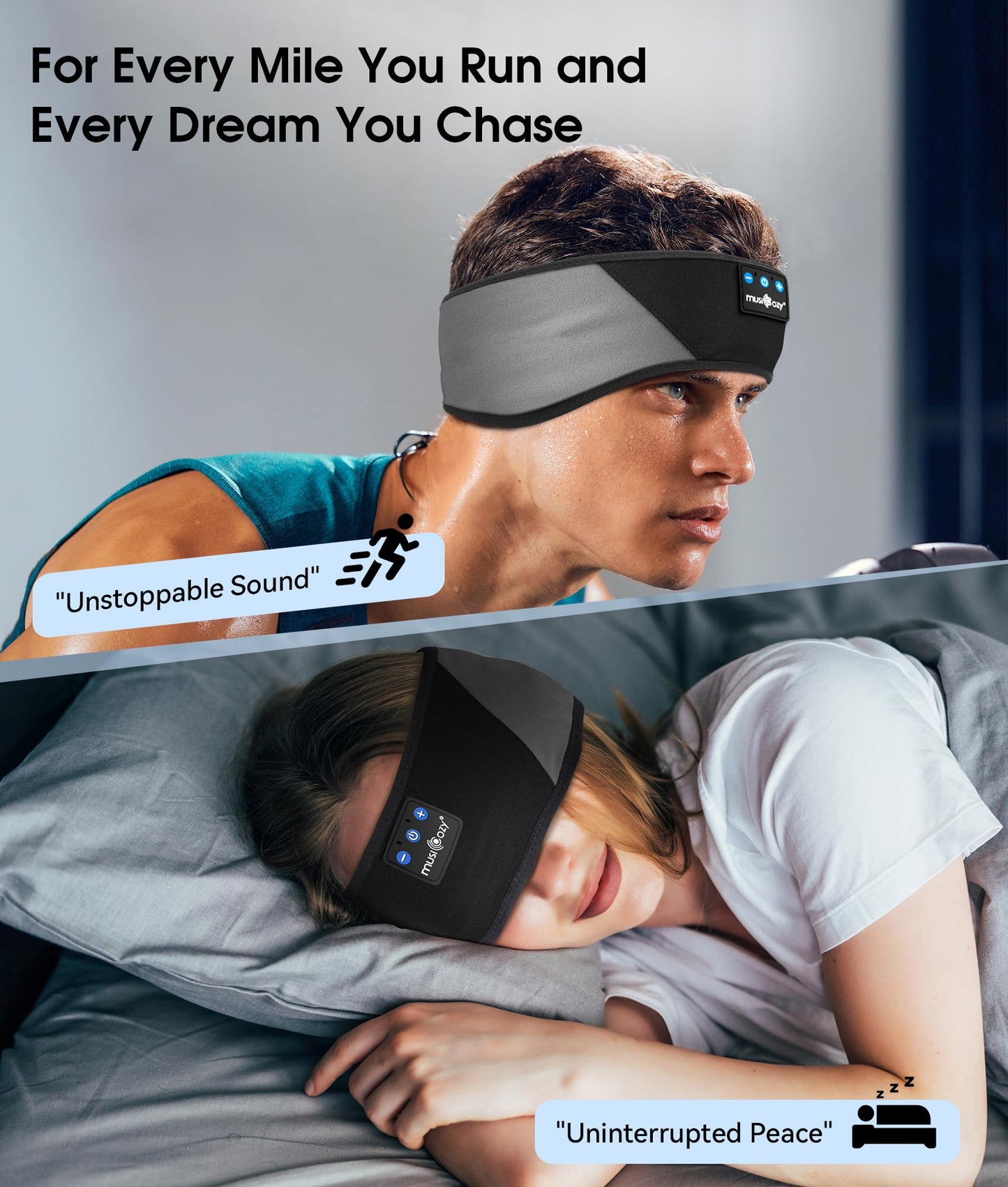 MUSICOZY Sleep Headphones Bluetooth 5.4 Headband, Wireless Earphones Music Sleep Earbuds Sleeping Eye Mask with HD Stereo Speakers for Workout…