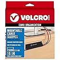 VELCRO Brand Mountable Cable Sleeve | Cord Management Mounts on Walls, Desk or Entertainment Center | Removable Adhesive is Damage Free | 8in Black
