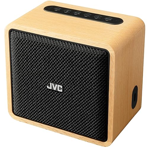 JVC Wireless Bluetooth Speaker - Retro Portable Speaker with Genuine Wood Design, Palm-Sized, Great for Travel, Home, Office use - Up to 12 Hr Battery