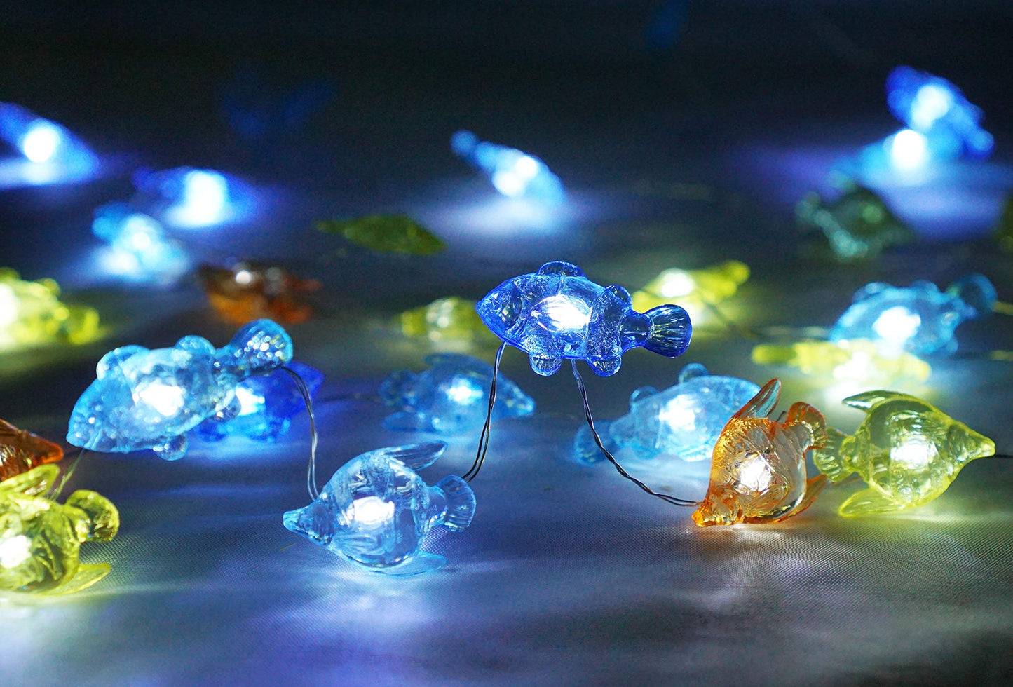 Cynzia Beach Ocean Fishes String Light, 40LED Decoration Lights USB Plug in with 8 Modes Remote Control, Waterproof Fairy Lights for Bedroom Party