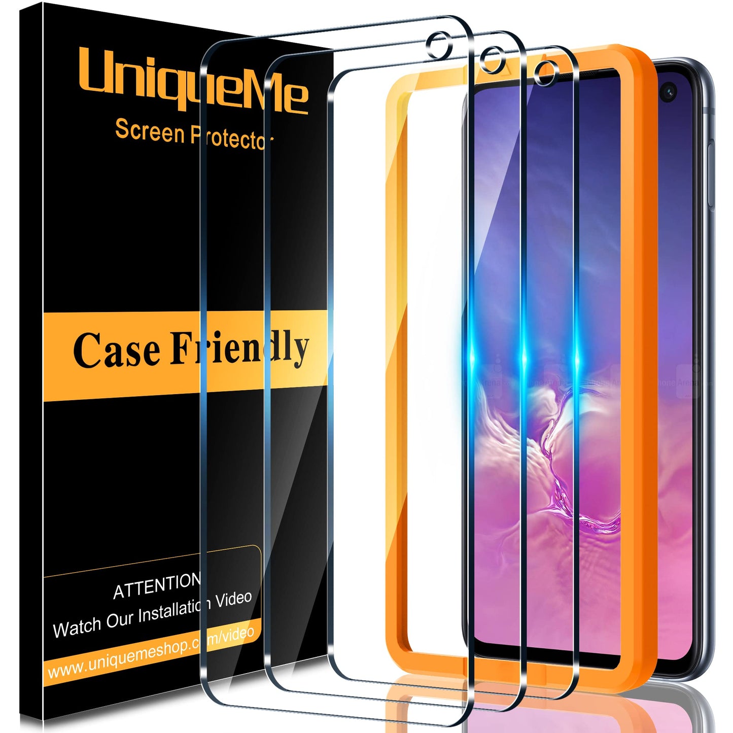 UniqueMe [3 Pack for Samsung Galaxy A51 Screen Protector, 9H Galaxy A51 Screen Protector Tempered Glass Screen Cover [Case Friendly][Alignment Frame