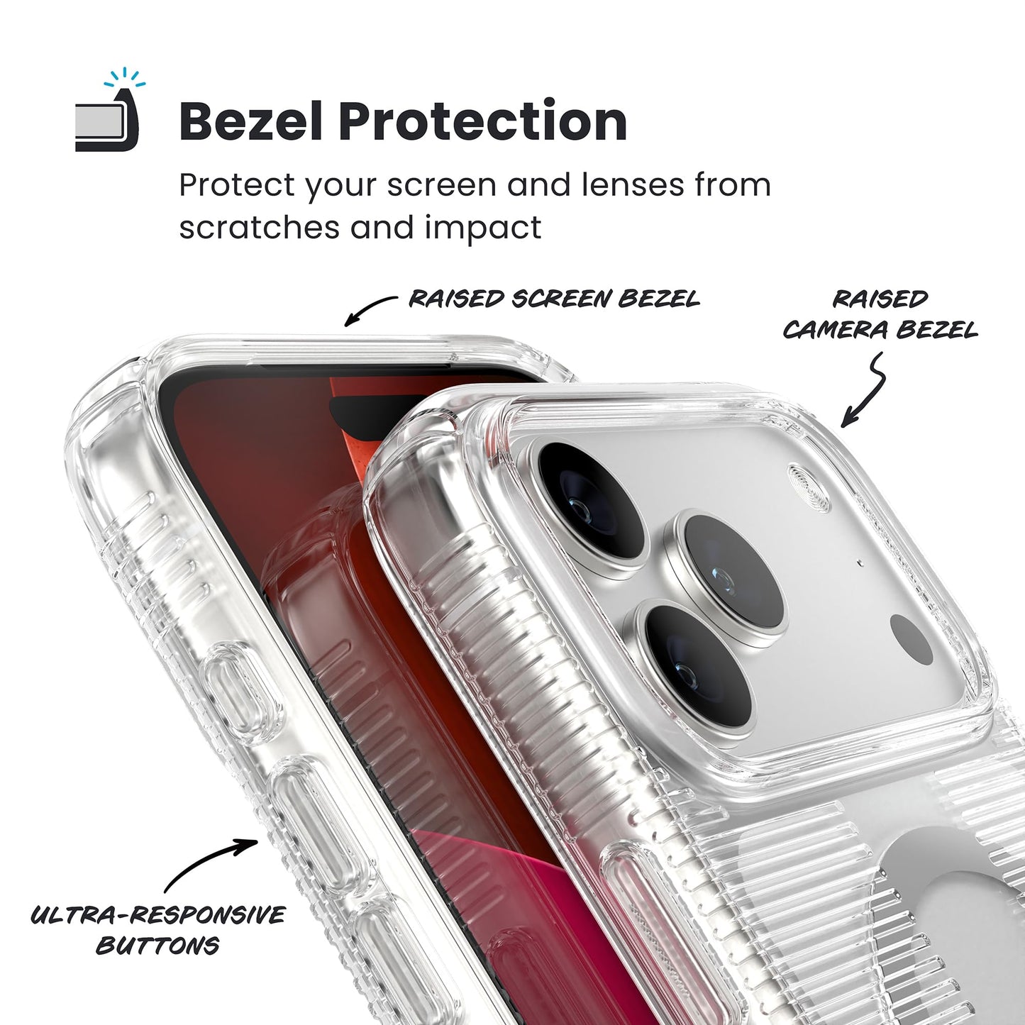 Speck GEMSHELL Grip +MS Case for iPhone 17 Pro Max - Clear/Clear | Slim Protective Grip | Drop Protection | MagSafe Compatible