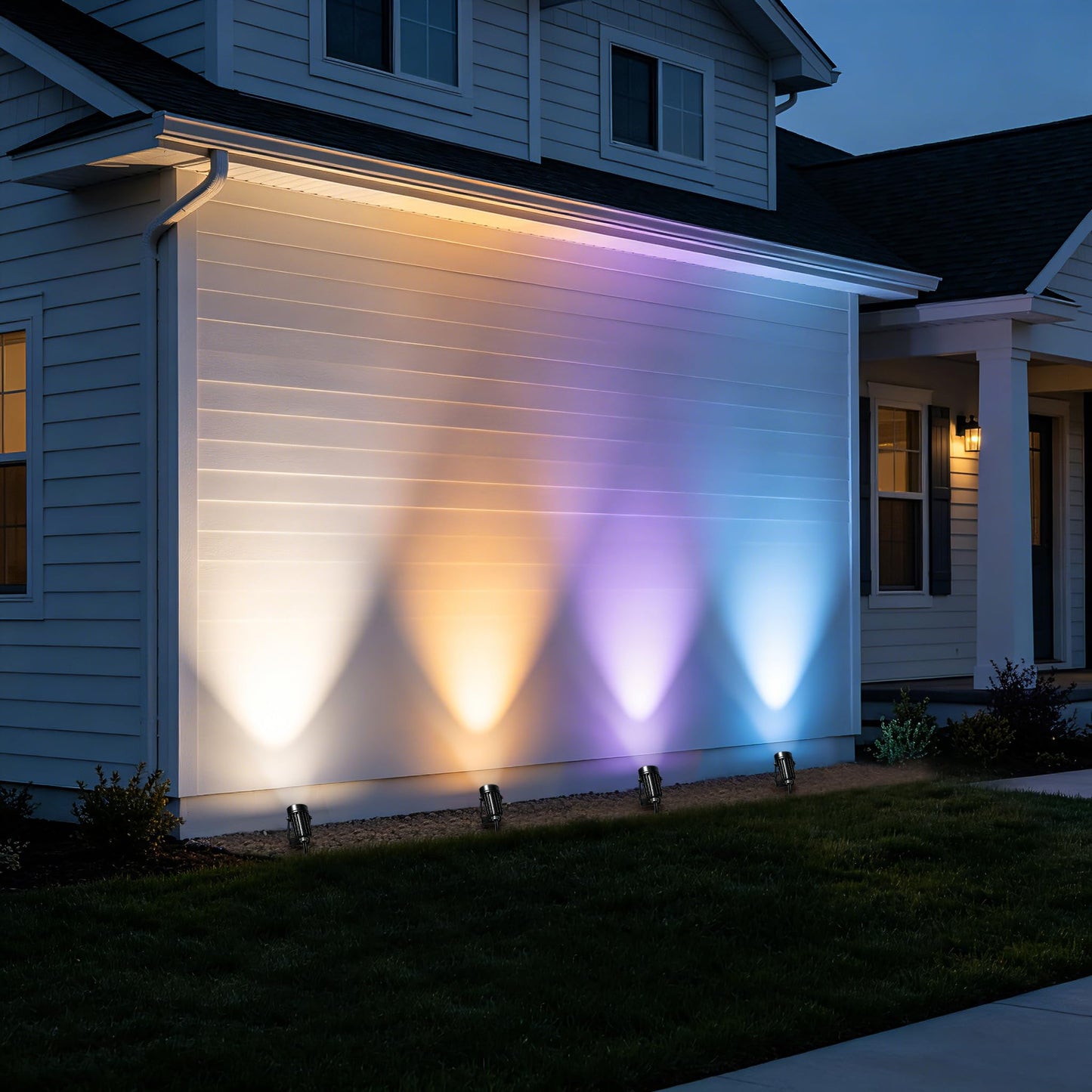 WISELUME RGBCW Smart Outdoor Landscape Lighting, 6 Pack Outdoor Spot Lights with Transformer, WiFi+Bluetooth App Control Garden Path Lights, Low