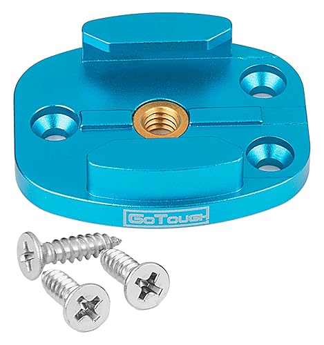 GoTough Blue QR Mount with Pilot Holes - All Metal, Versatile Quick Release Plate with 1/4”-20 Tripod Screw and Pilot Holders Compatible with GoPro